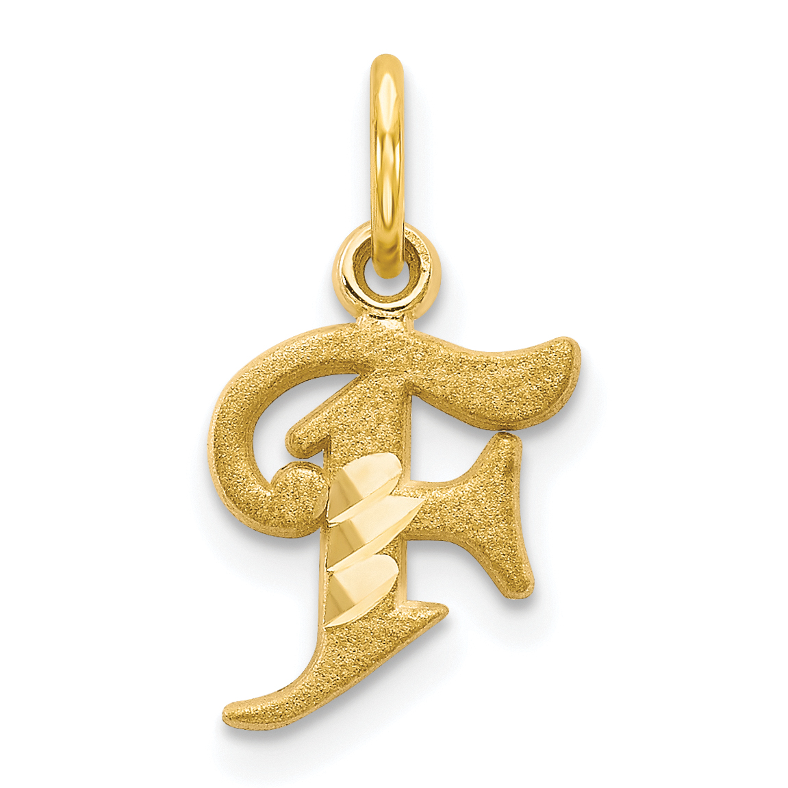 Carat in Karats 10K Yellow Gold Initial F Pendant Charm With 10K Yellow Gold Lightweight Rope Chain Necklace 20''