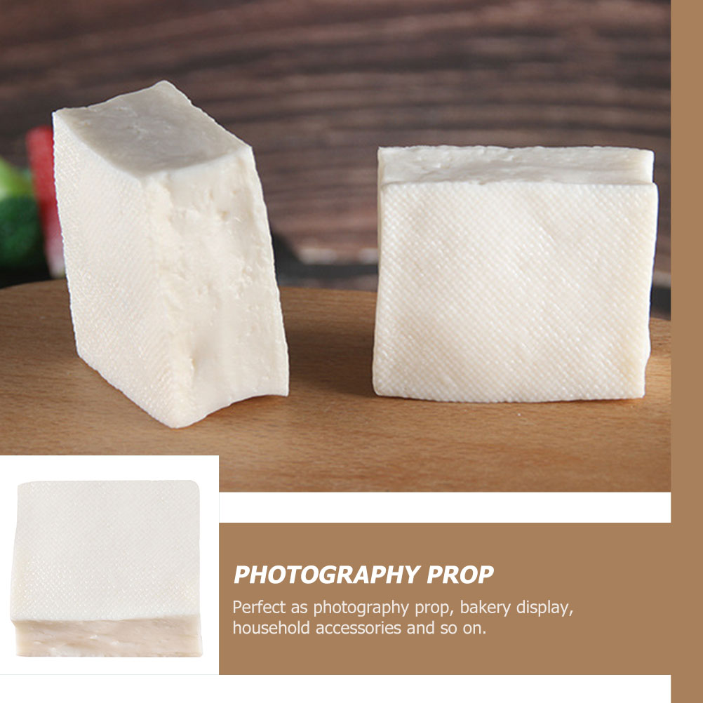 3 Count Simulated Tofu Block Kids Food PVC Models Simulation Decor Pretend Meat Adornment Child