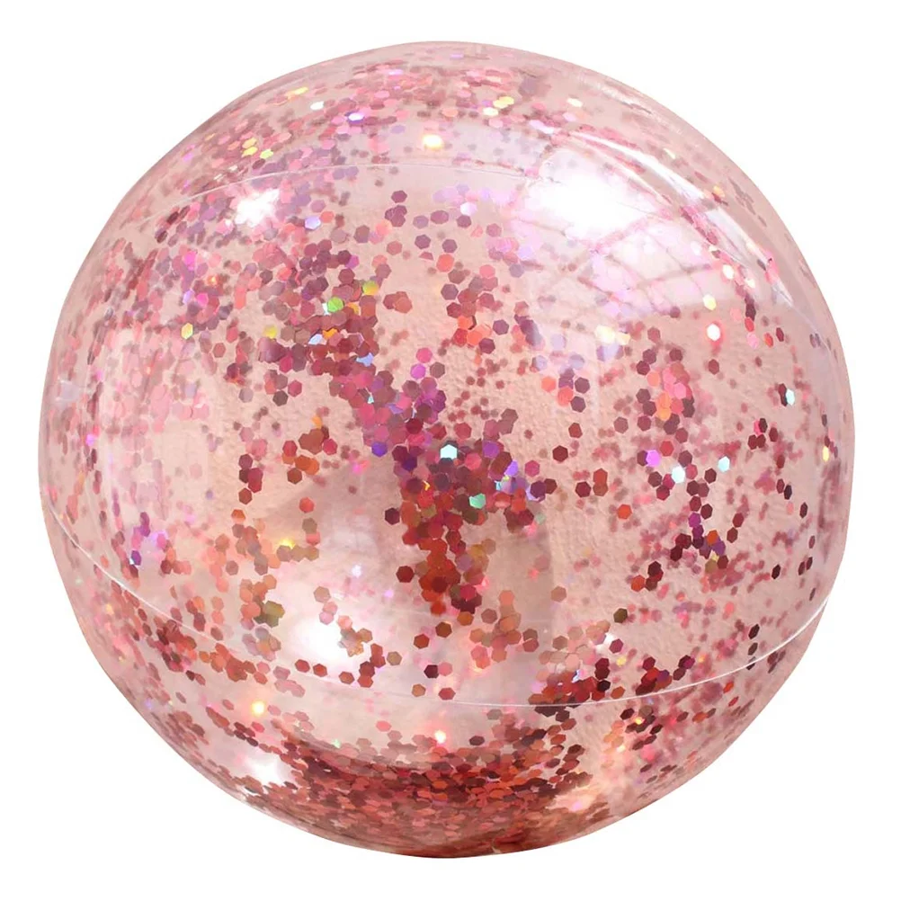 NUOLUX Ball Toy Round Transparent Outdoor Indoor Glitter Ball Play Gold Glitter Sequin Beach Ball with Pump (Rose Gold)