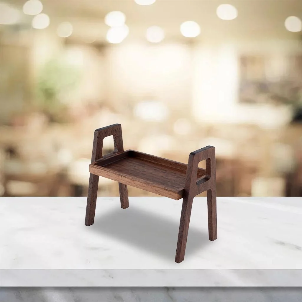 1/12 Dollhouse Furniture Mini Shelf Rack Model Dining Living Room Decor Toy Black Walnut