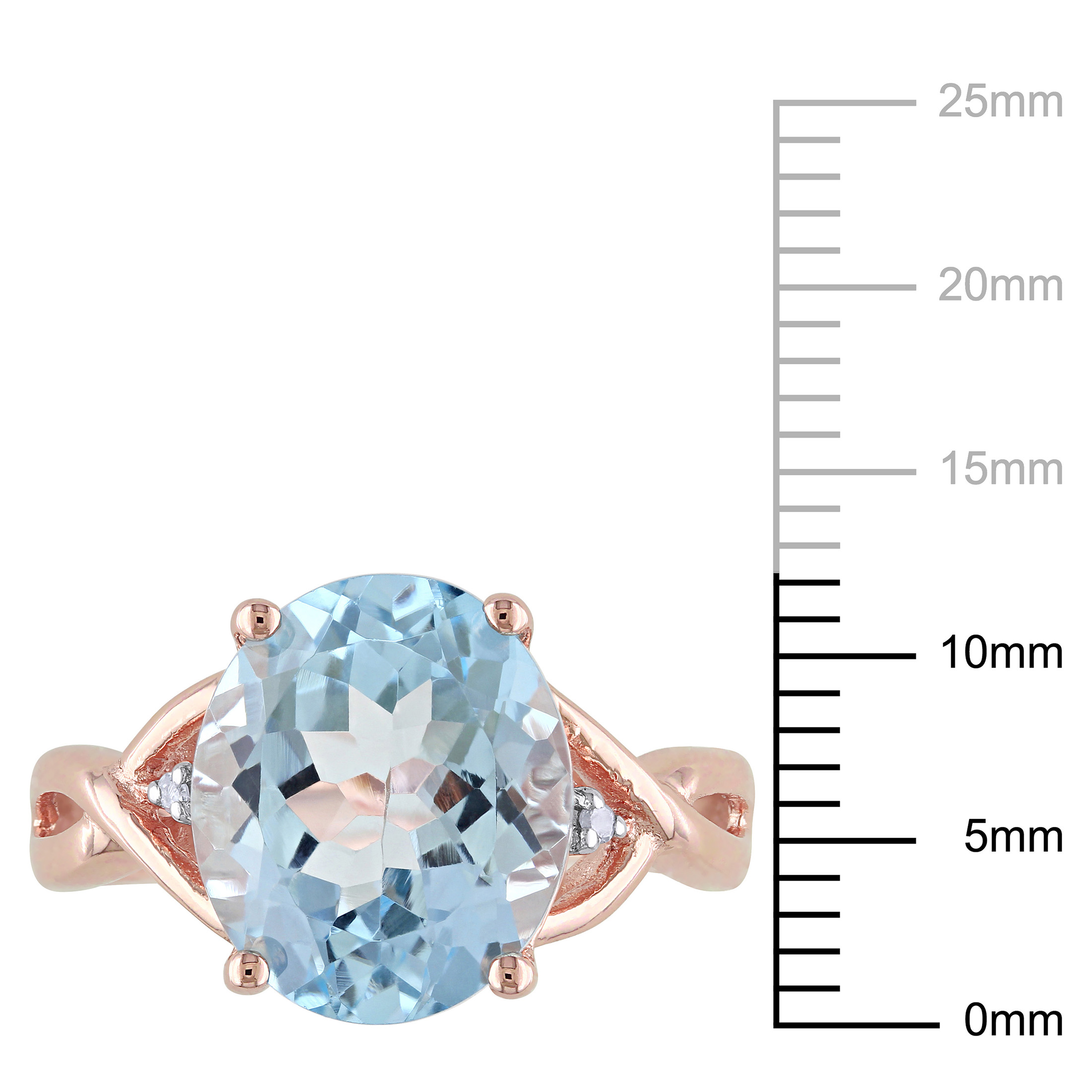 Miabella Women's 5-1/2 Carat T.G.W. Oval-Cut Sky Blue Topaz and Diamond Accent Rose Gold Flash Plated Sterling Silver Twisted Ring