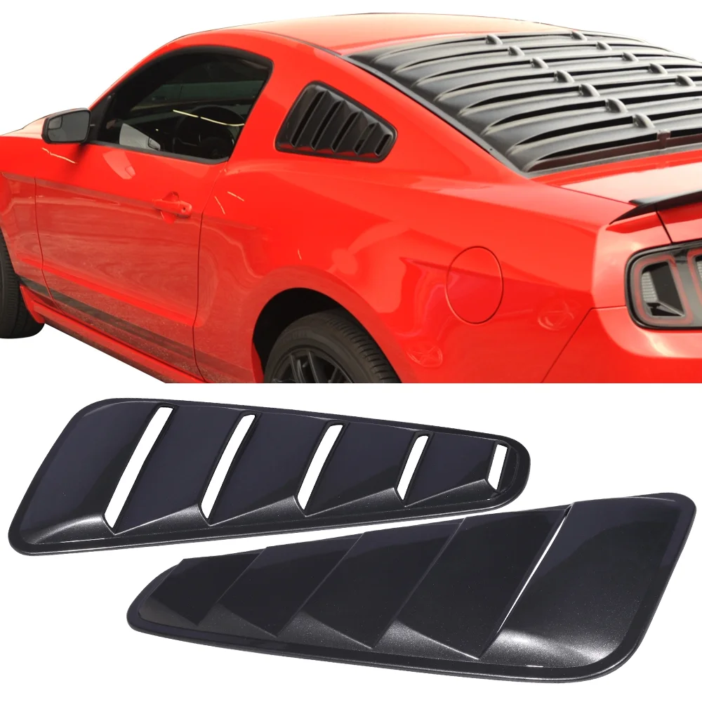 Ikon Motorsports Compatible with 10-14 Mustang OE Side Window Louver Painted #UJ Sterling Gray Metallic 2PC
