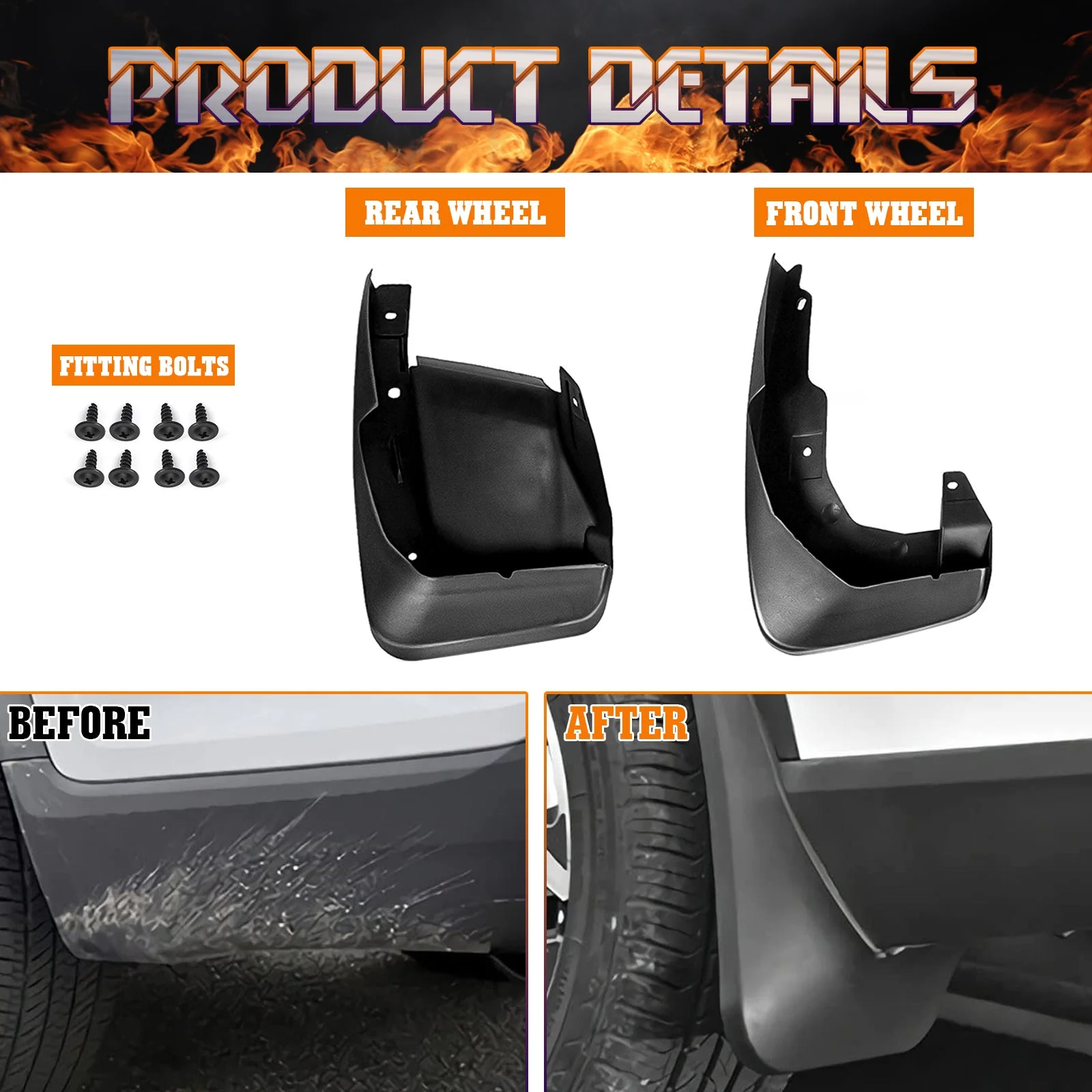Xotic Tech 4PCS Front & Rear Mud Flap Splash Guards Fender Flare Mudguard Dirt Slush Trap Protector w/Hardware Accessories Full Set Compatible with Compatible with Honda CR-V 2007-2011