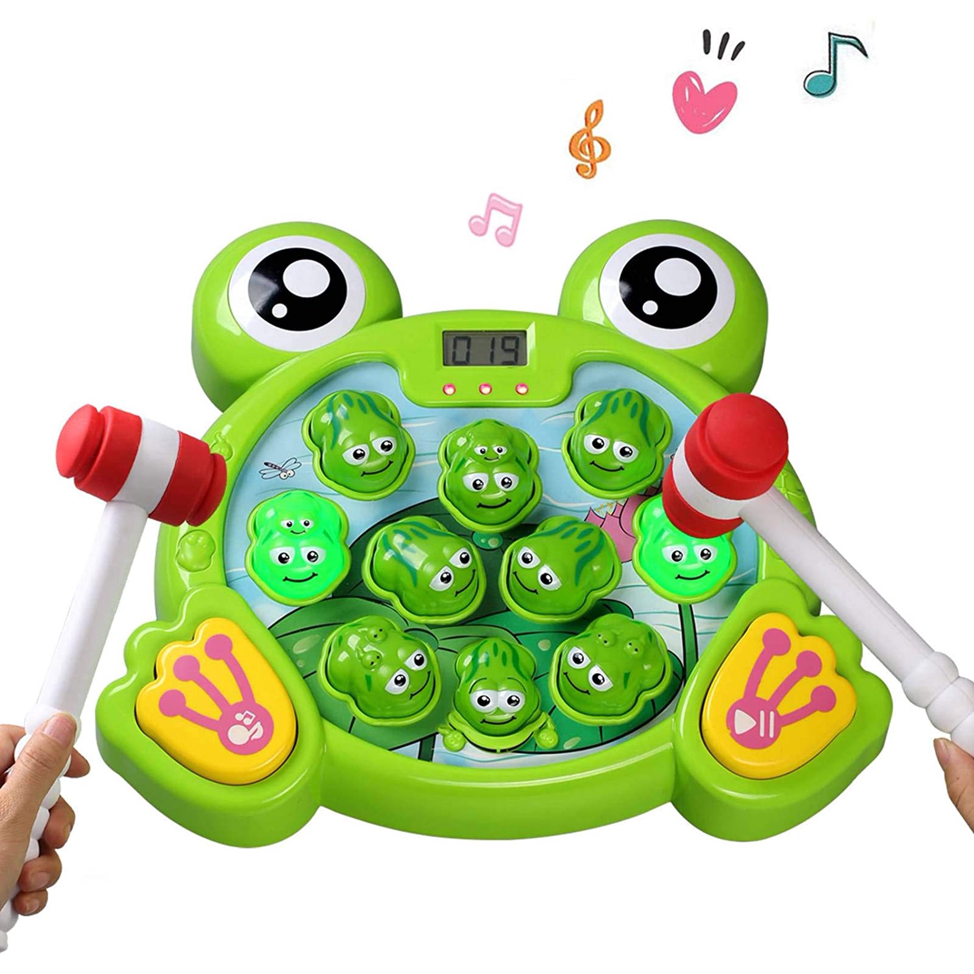 SHELLTON Whack A Frog Interactive Game, Hammering Pounding Toy Activity Game Music Toy, Montessori Early Educational Developmental STEM Toy Fine Motor, Best Gift for 3-8 Years Boy Girl Toddler