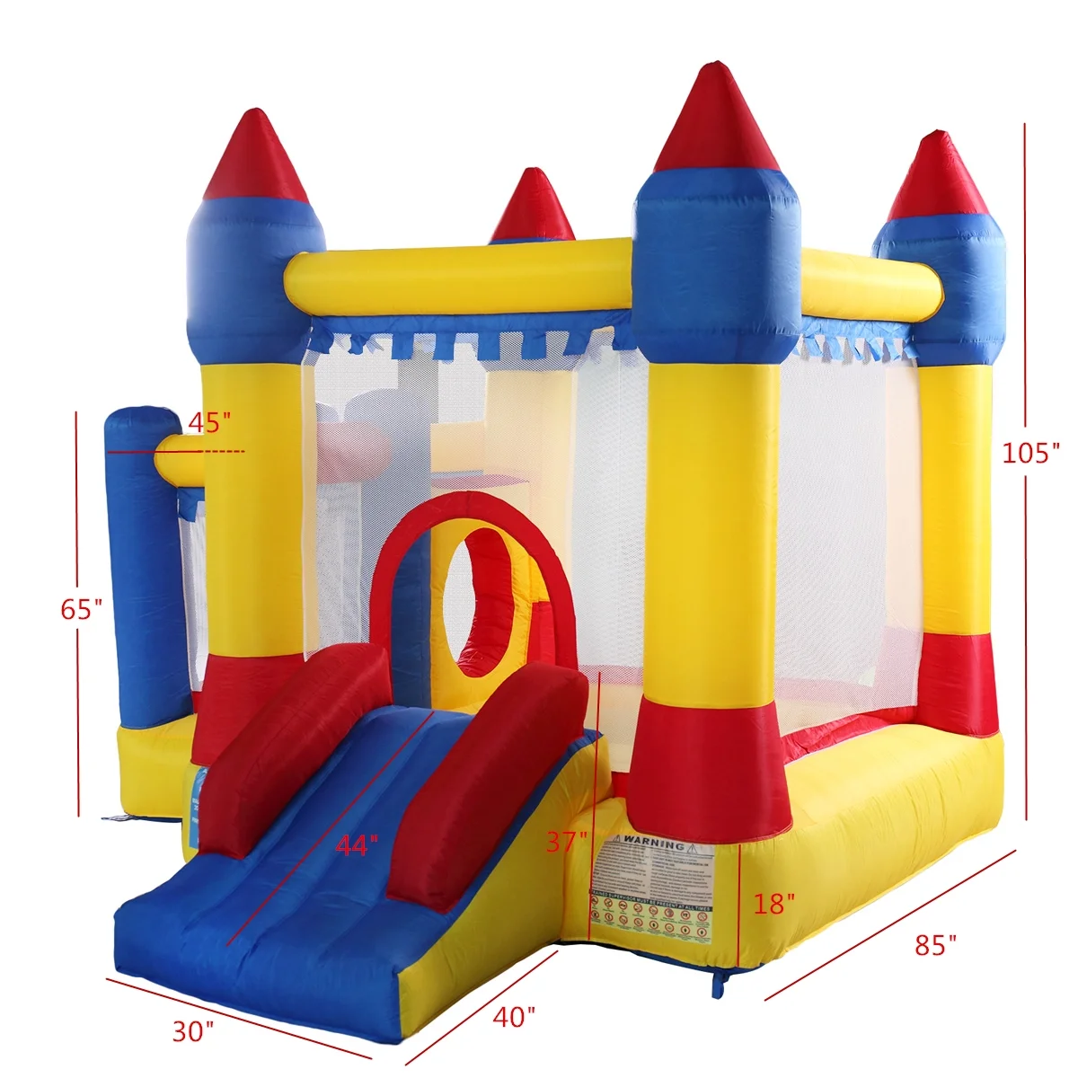 Clearance Inflatable Bounce House, Kid Jump and Slide Castle Bouncer with Trampoline, Mesh Wall and Shooting Area, Including Carry Bag, Repair Kit, Stake