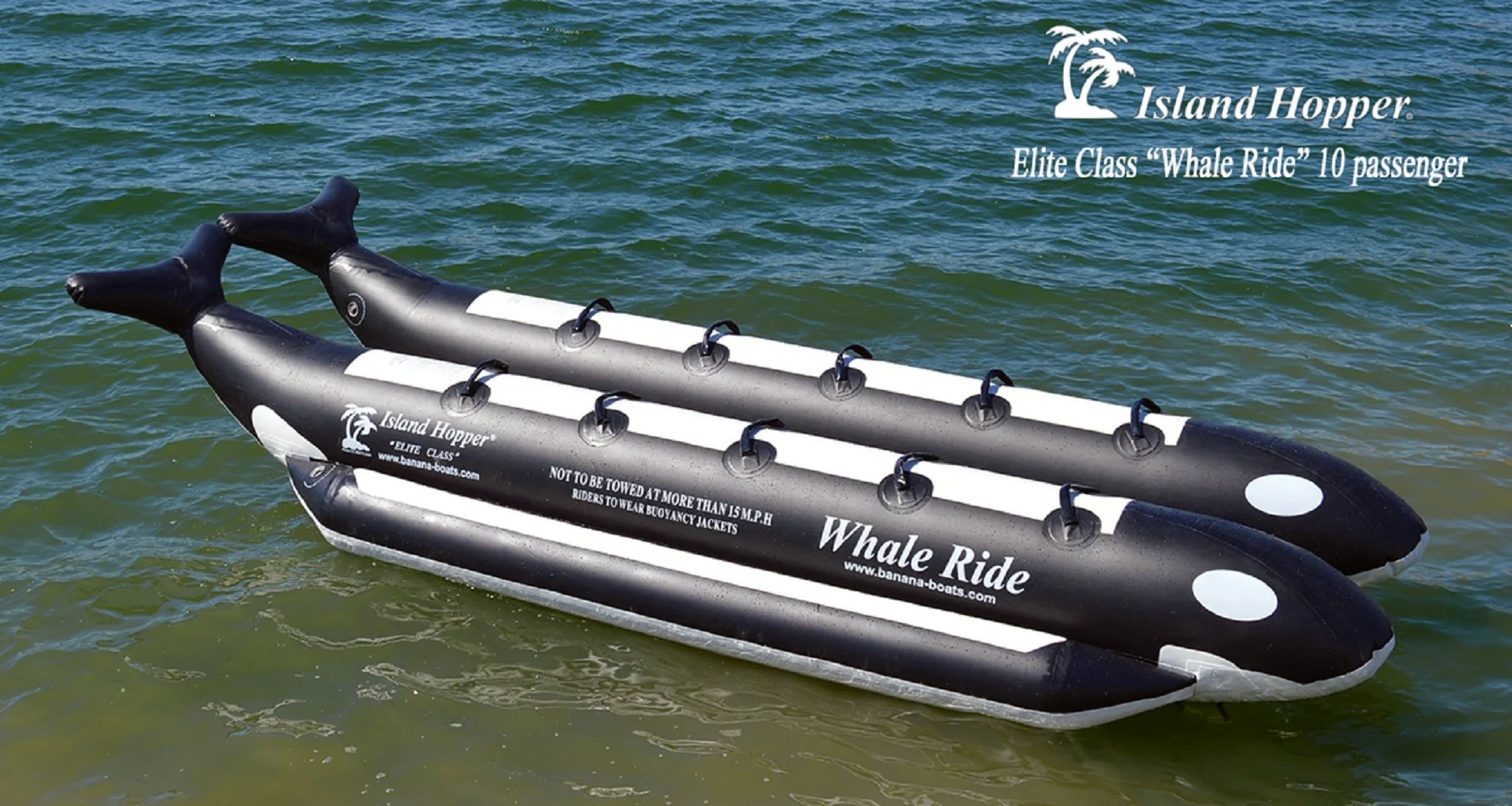 Island Hopper PVC-10-WR Whale Ride 18' Inflatable 10 Person Banana Water Sled