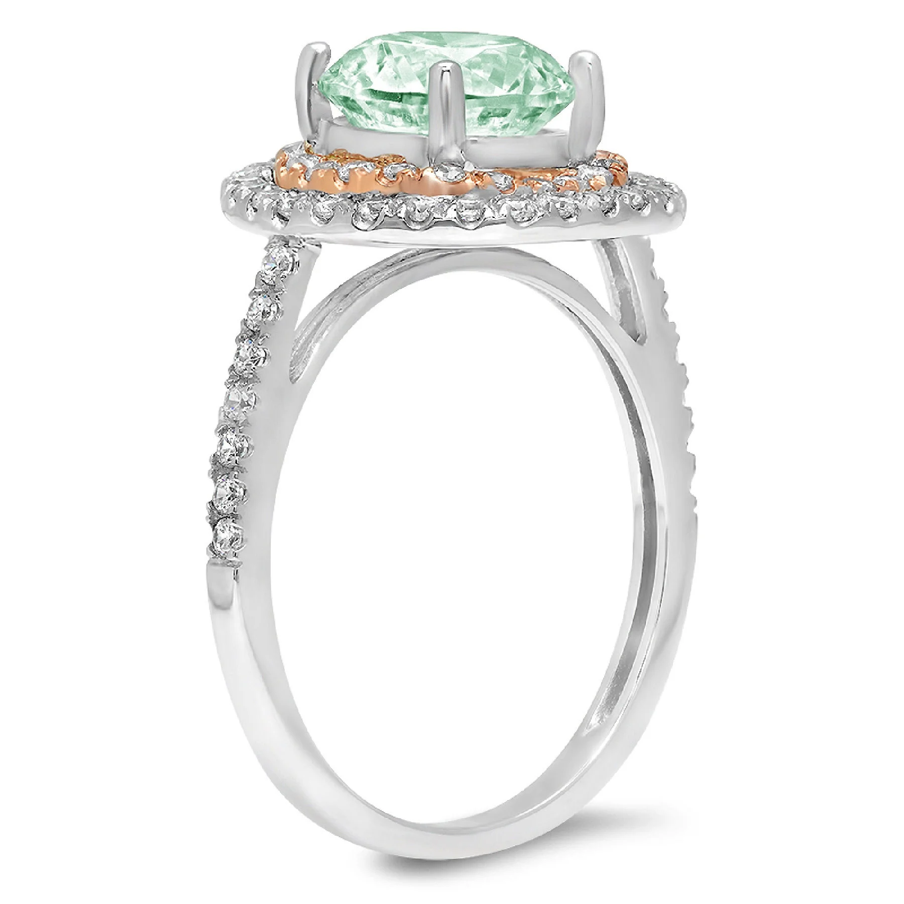 2.47ct round cut blue moissanite 18k white rose gold anniversary engagement halo ring size 3.5