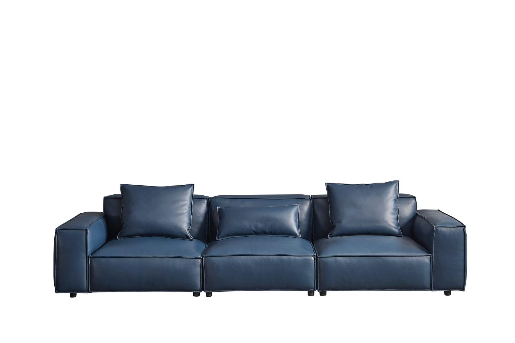 Modern Navy Blue Full Leather Sofa Set 4Pcs American Eagle EK8008-NB