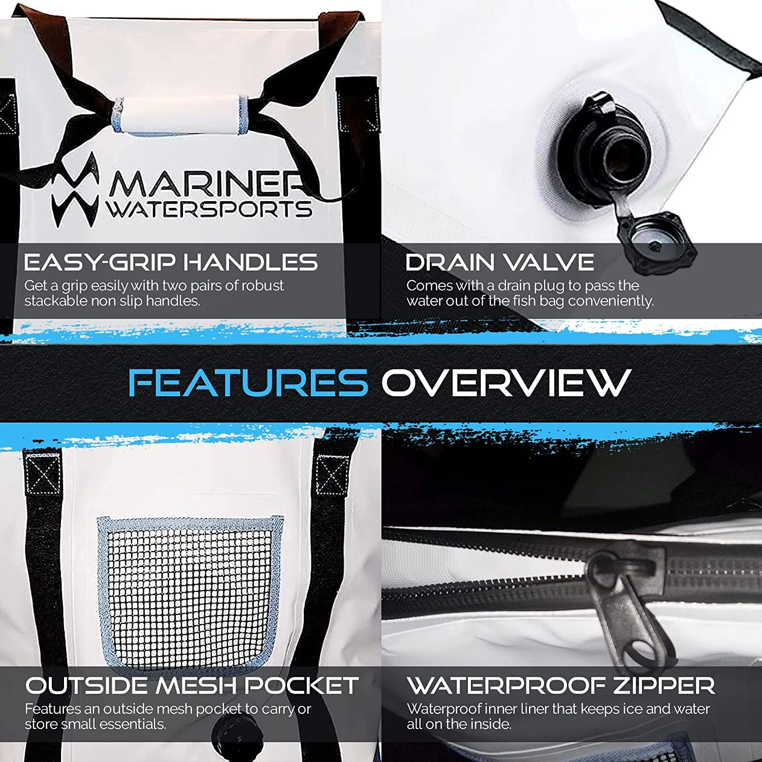 Mariner Watersports Fish Bag Insulated Portable Waterproof Outdoor Travel Nylon 20 inch