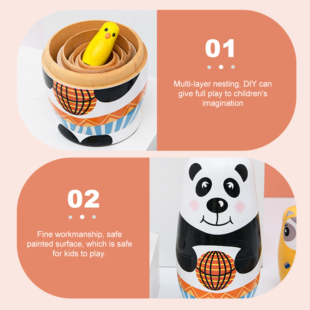 1 Set Painted Stacking Russian Wooden Doll Adorable Matryoshka Doll Decor