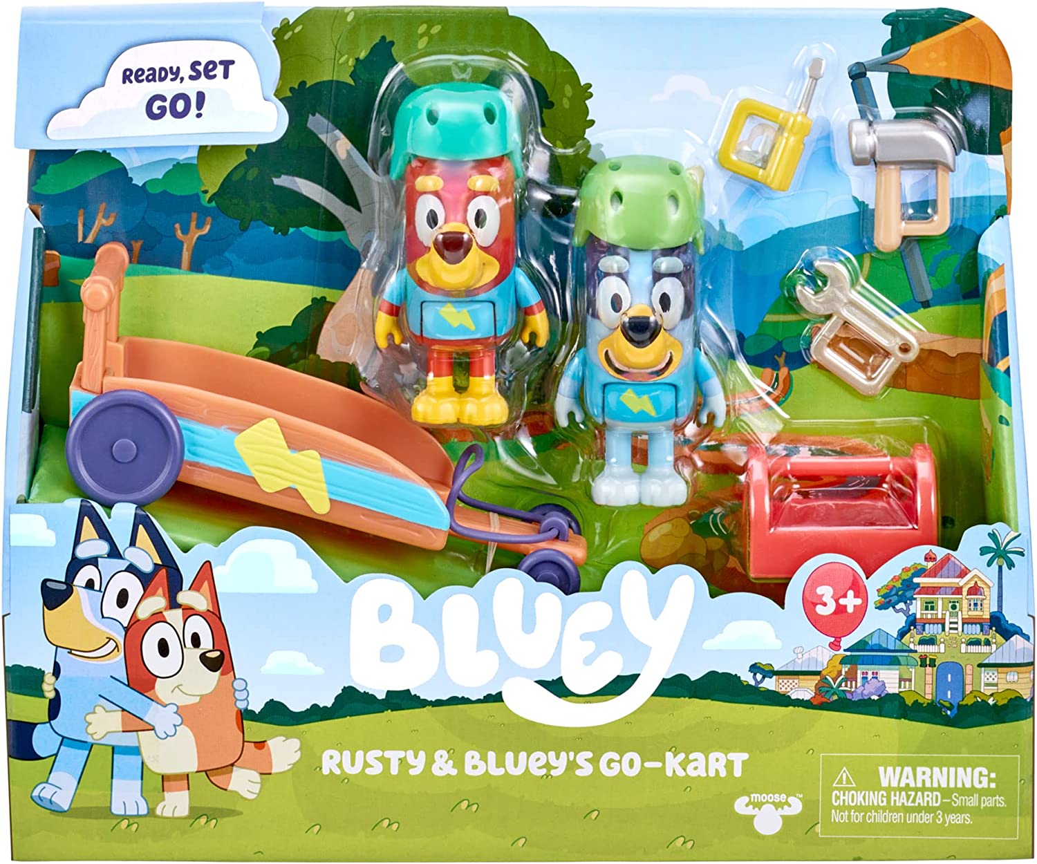 Bluey Vehicle and Figures Pack, Rusty Go-Kart, 2.5-3 inch Figures and Accessories