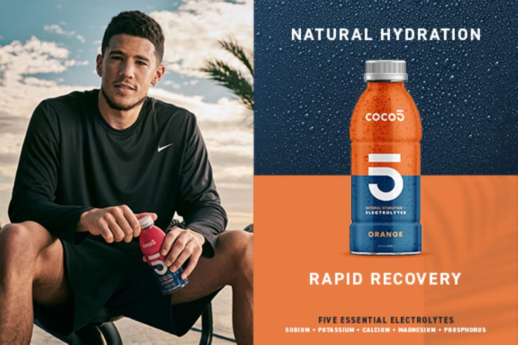 Coco5 Clean Sports Hydration Orange Flavor | 100% Natural | 50% Less Sugar | Nothing Artificial | Non-GMO | Gluten Free | Developed by Pro Trainers for Pro Athletes | 16.9 Oz (Pack - 12)