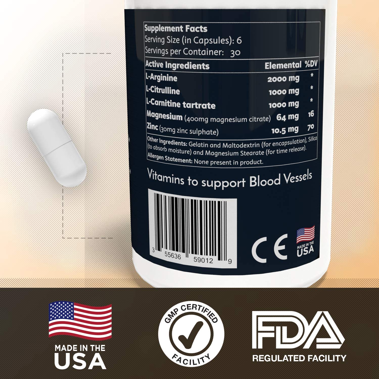 Promescent VitaFLUX - Nitric Oxide Supplement with L Arginine, L Citrulline, and L Caritine for performance, Stamina, Energy, Muscle Recovery