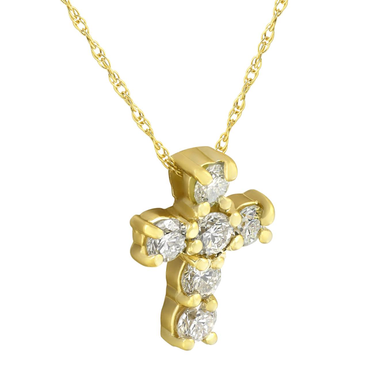 Pompeii3 1/2CT Diamond Petite Cross & Chain 1/2