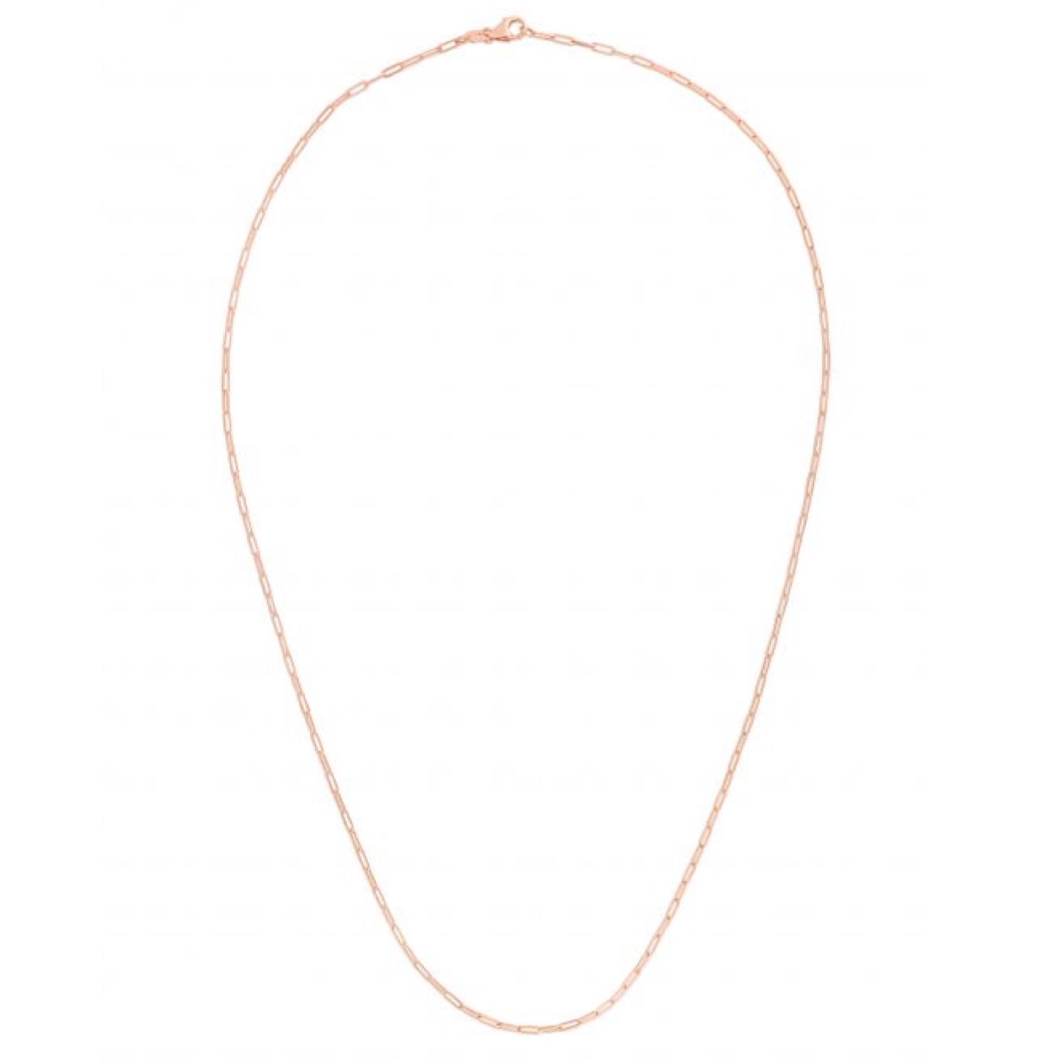 14K Rose Gold 1.5mm Hollow Paperclip Chain Necklace 16