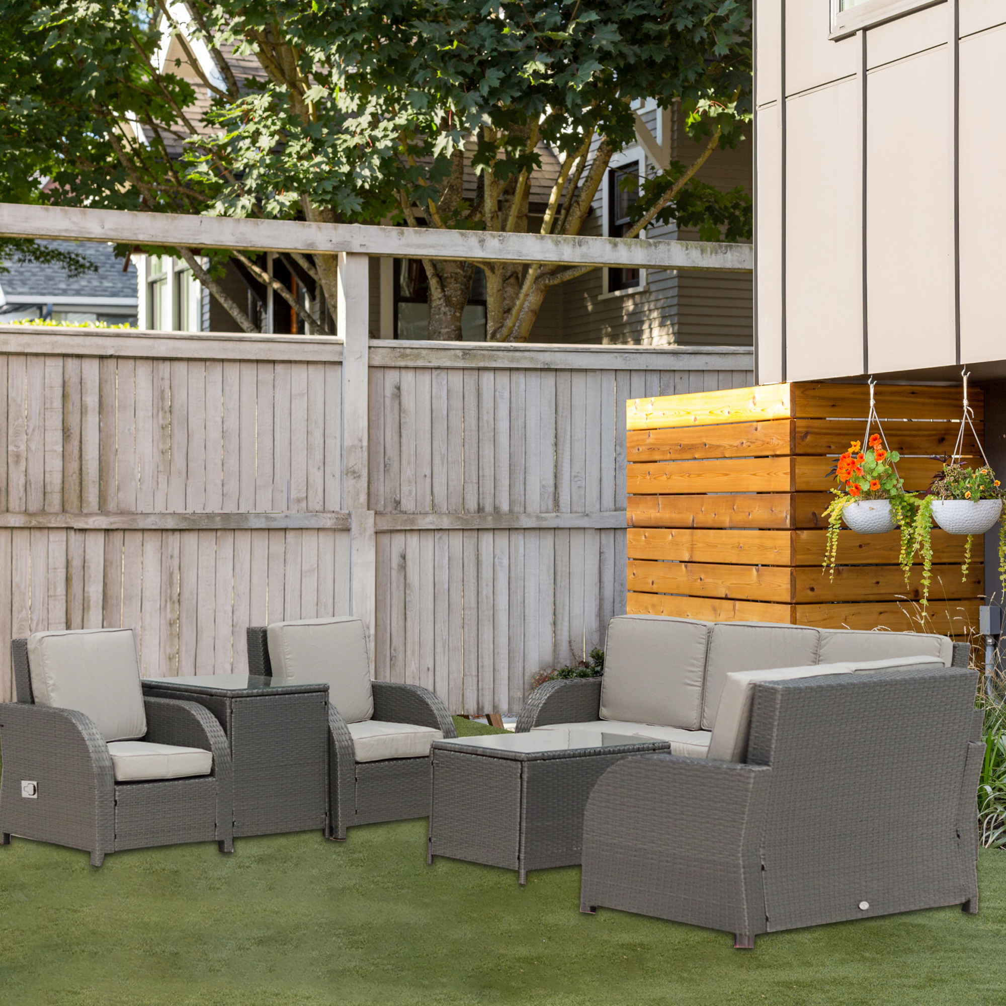 Cusp Barn 6-Piece Outdoor Furniture Patio Wicker PE Rattan Sectional Seating Sofa Set for Garden Yard