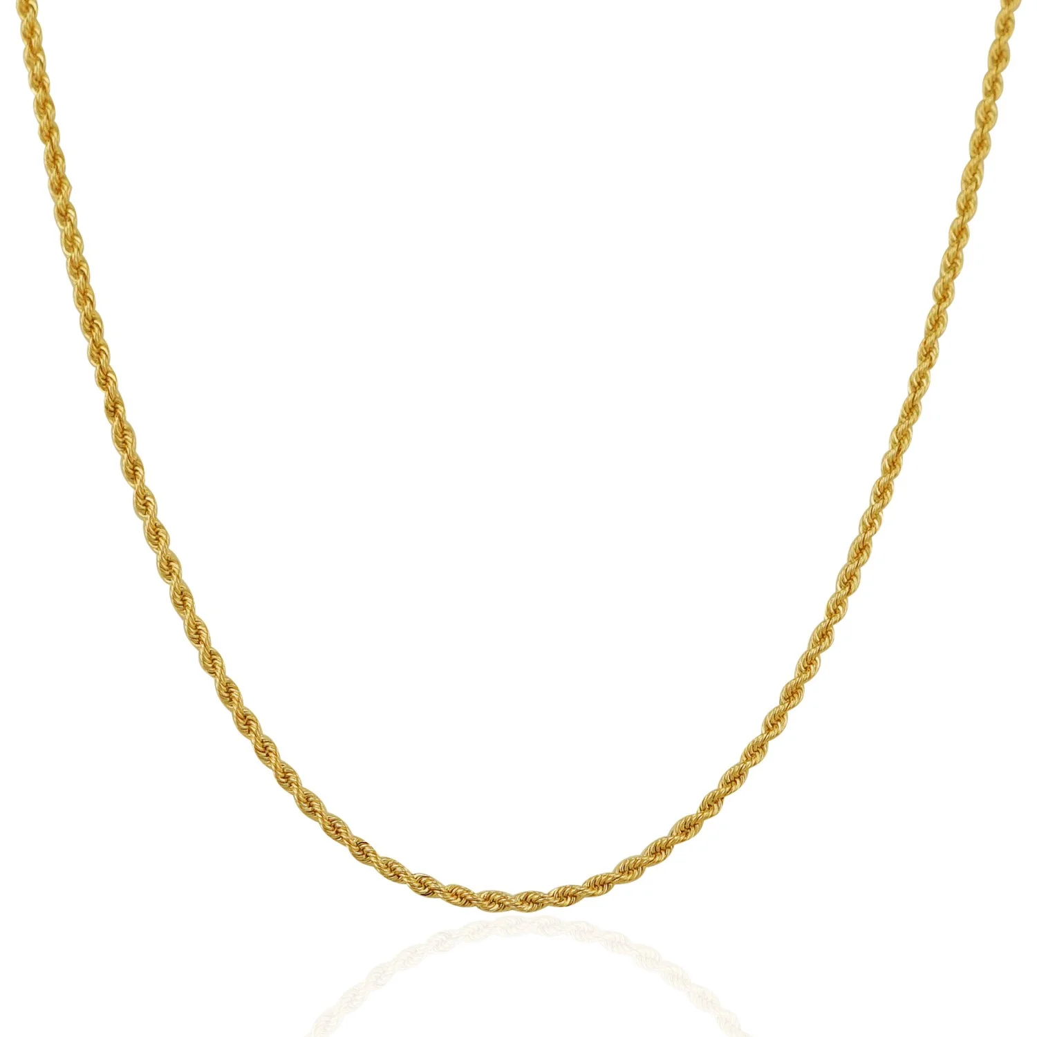 2.0mm 14k Yellow Gold Solid Rope Chain 24 in