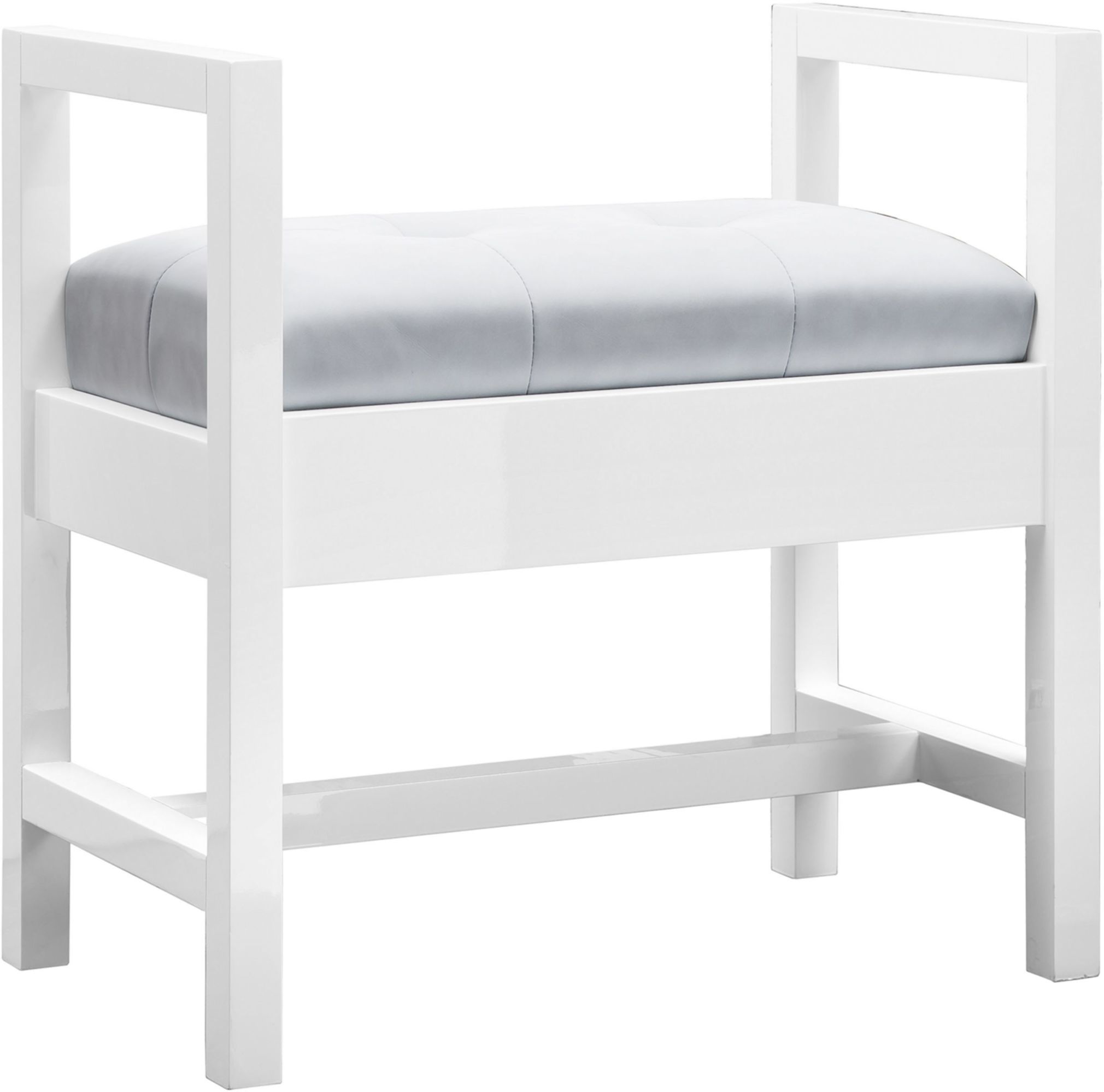 James Martin Furniture E444-BNCH-GW 24.5 in. Addison Upholsted Bench, Glossy White