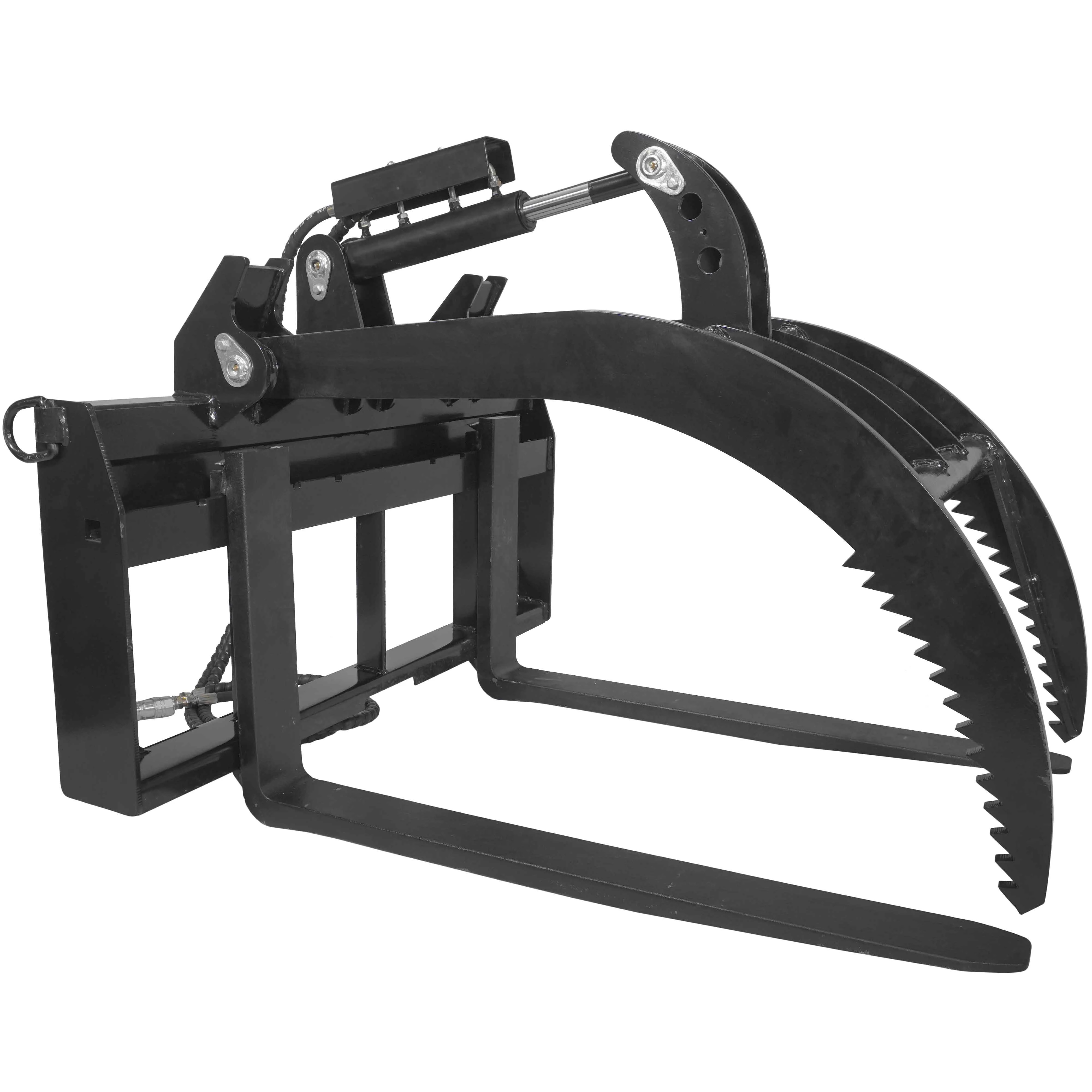 Titan Attachments Hydraulic Skid Steer Pallet Fork Grapple Attachment V2 with 42in Fork Blades, 1/2in Thick Steel Frame, Quick Tach Mounting System