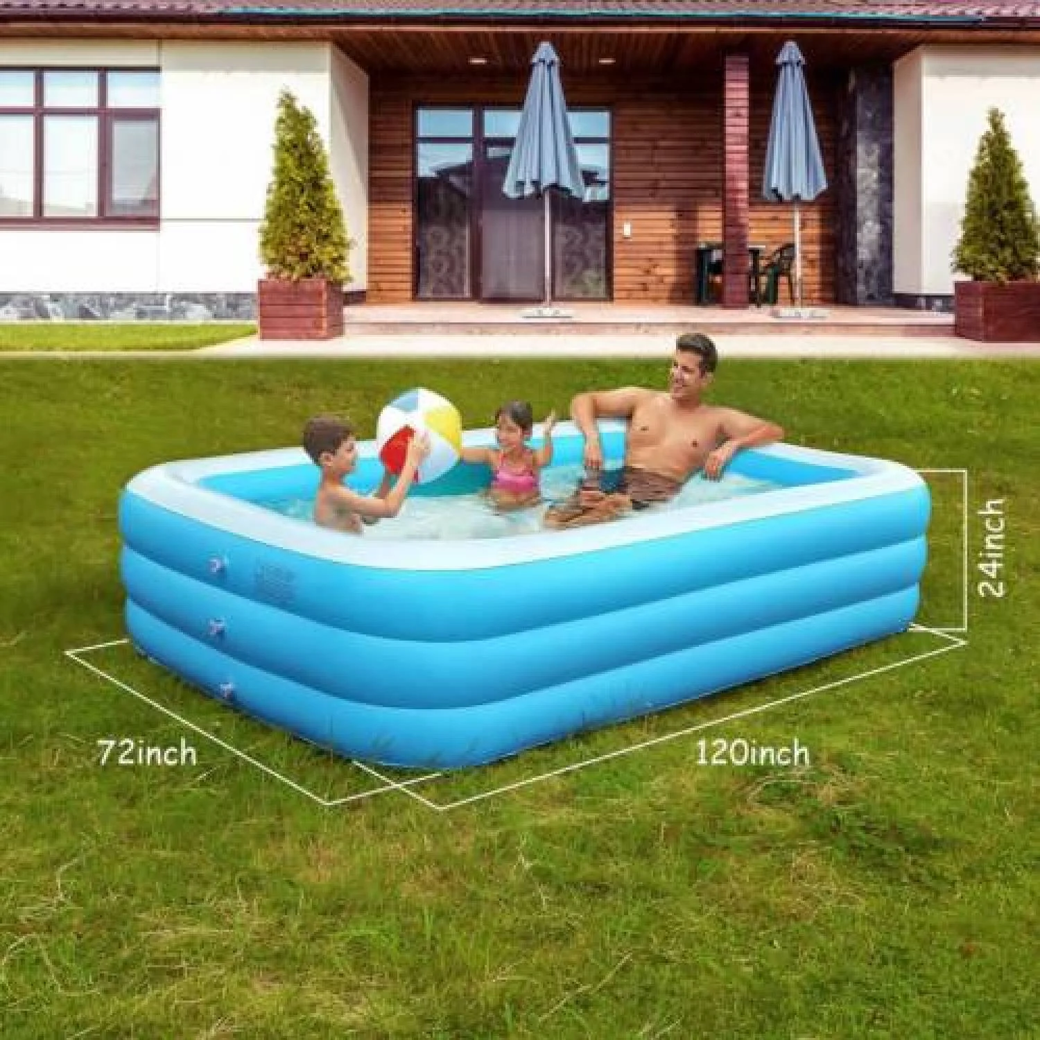 Large Inflatable Swimming Pools Kids Family Outdoor Above Ground Paddling Pool
