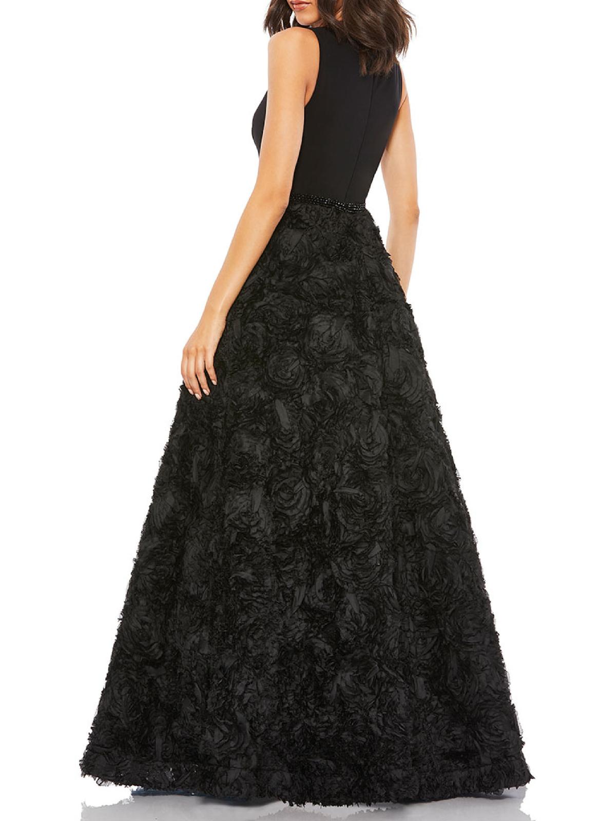 Mac Duggal Womens Rosette Embellished Evening Dress