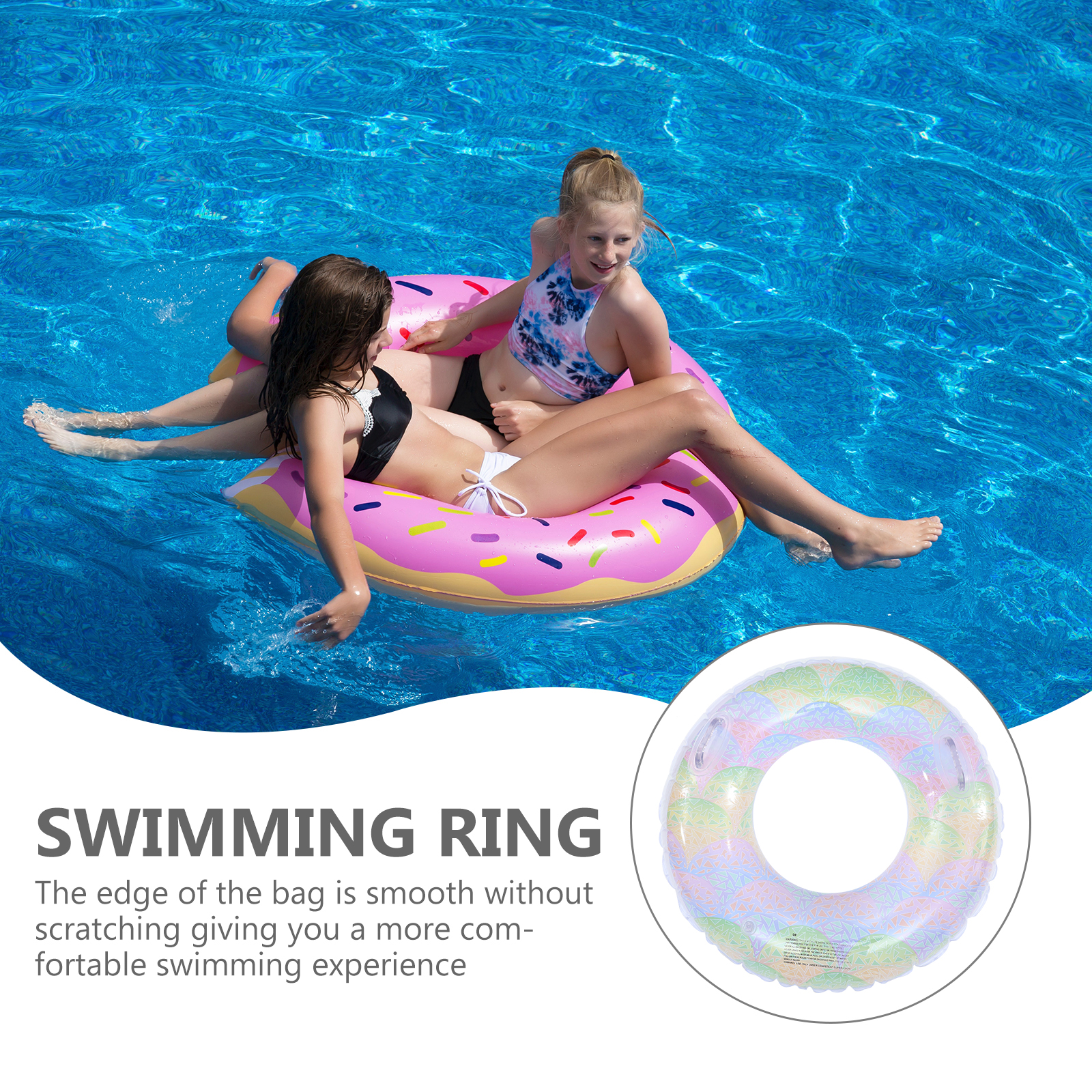 2 PCS Rainbow Swimming Ring Toys Summer Water Toy Summer Swimming Accessory Inflatable Pool Tube Toy Men and Women