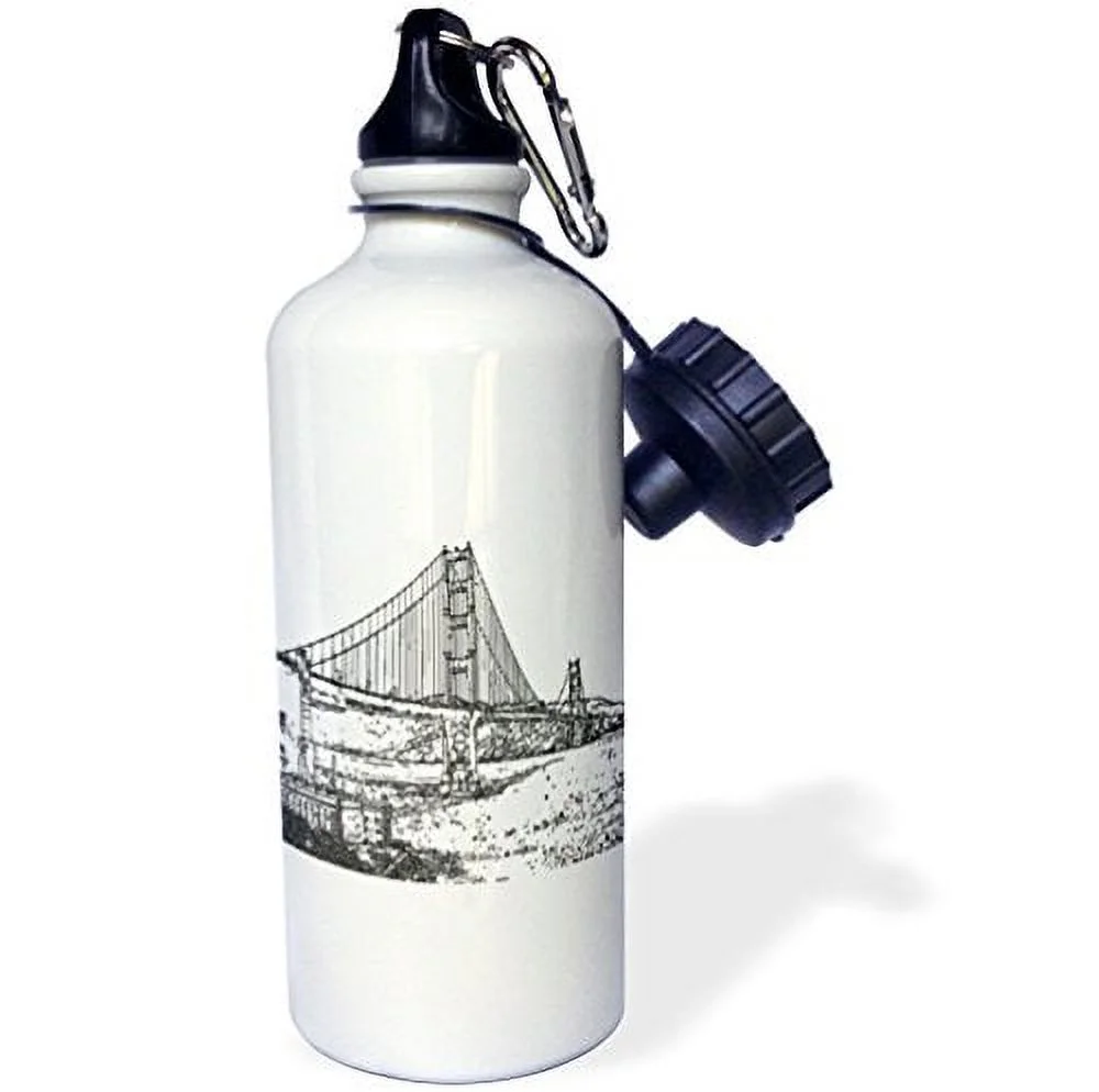 Golden Gate Bridge San Francisco Line Art 21 oz Sports Water Bottle wb-21693-1