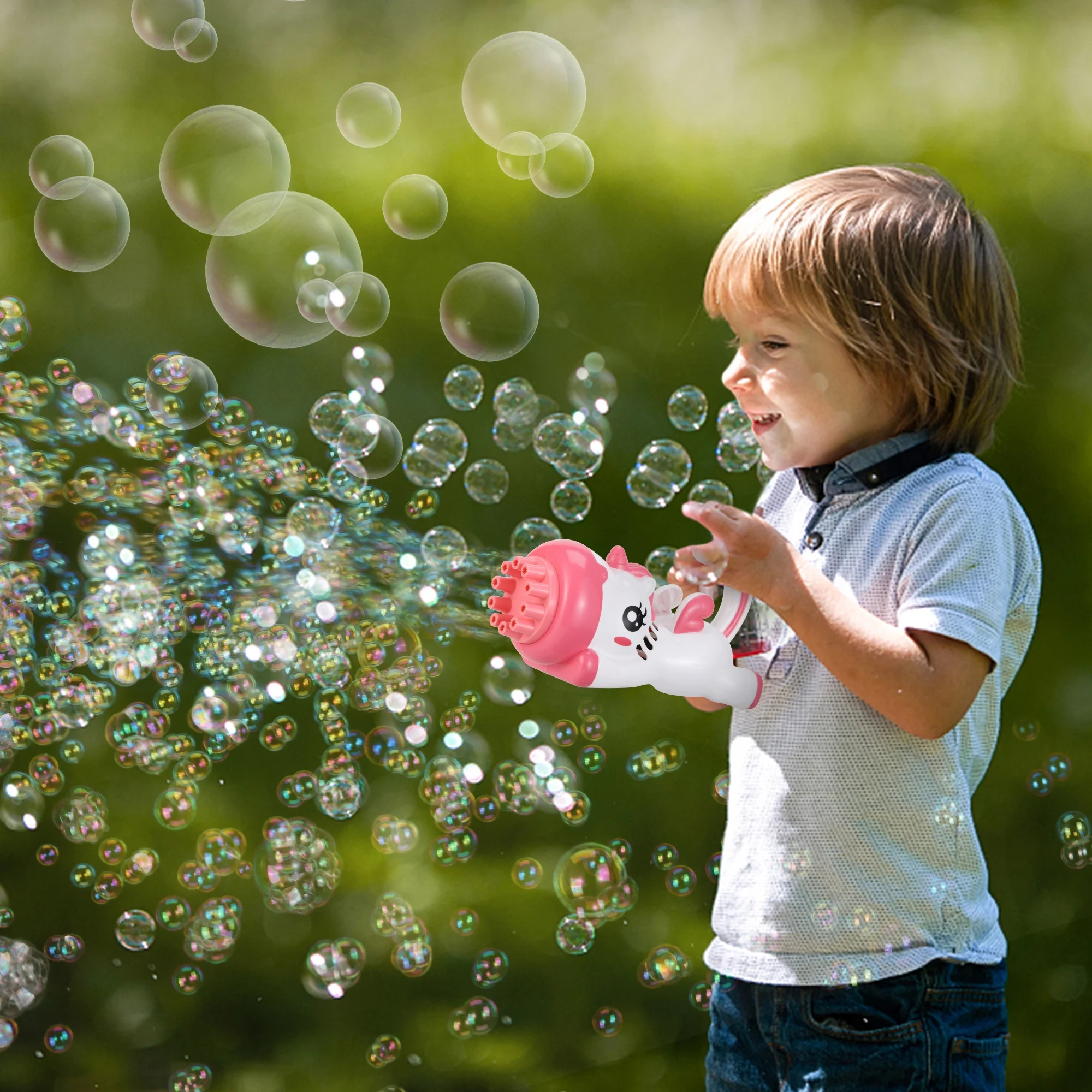 LELINTA 2PACK Bubble Gun Bubble Machine Handheld Tiger Dinosaur Unicorn Bubble Maker with Bubble Solution & Tray for Boys Girls Age 3 4 5 6 Years Old
