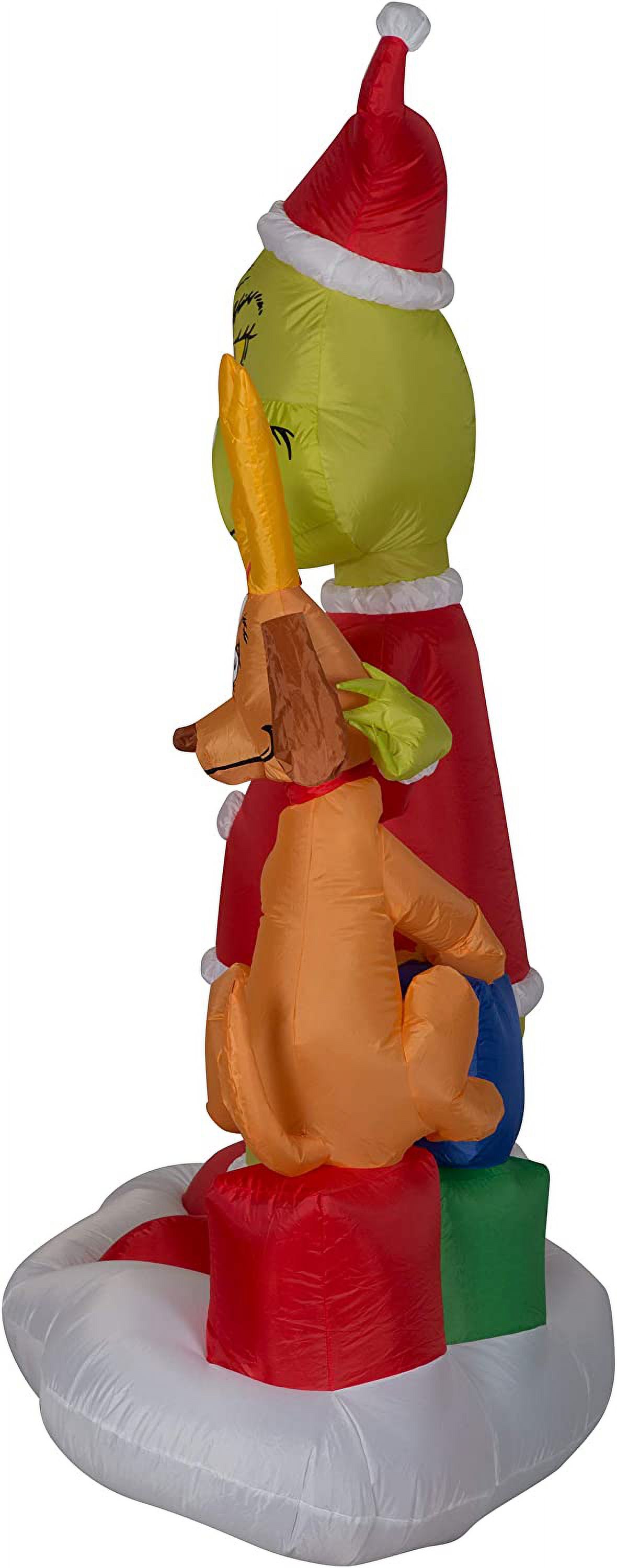 Gemmy Christmas Airblown Inflatable Grinch and Max w/Presents Scene Dr. Seuss, 6 ft Tall