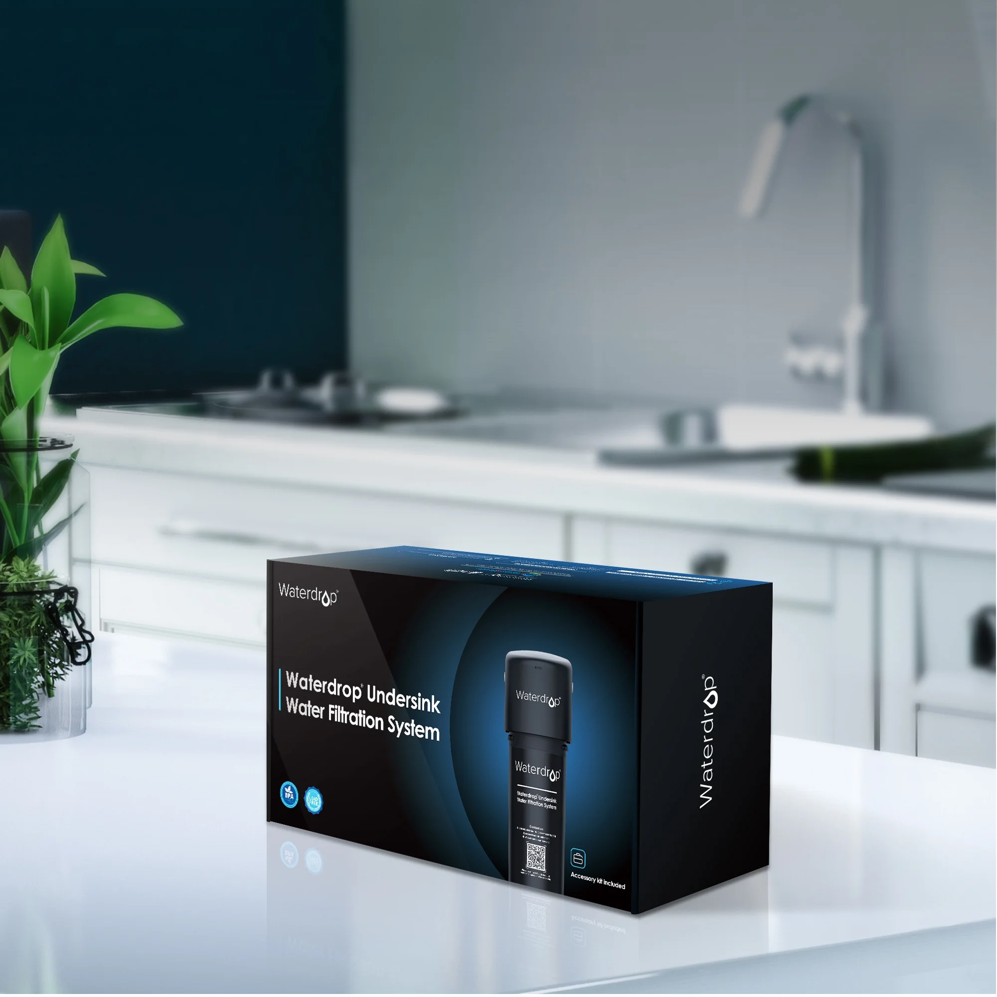 Waterdrop 15UB Under Sink Water Filter System, 16K High Capacity Drinking Water Filtration System, with Dedicated Brushed Nickel Faucet, Reduces  Chlorine, Bad Taste & Odor, USA Tech