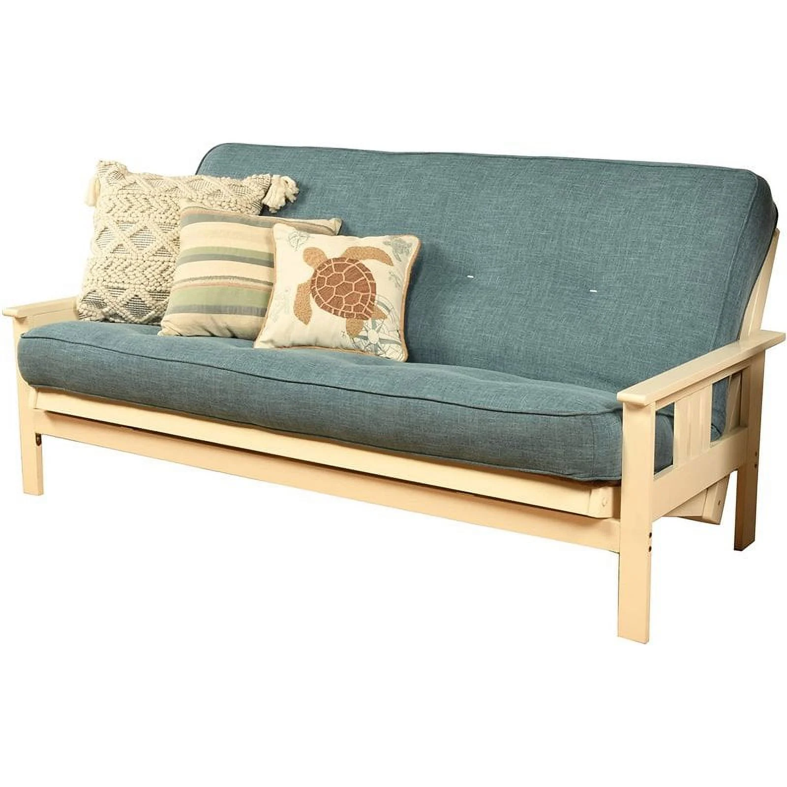 Home Square 2 Piece Linen Fabric Futon Mattress Set in Aqua Blue