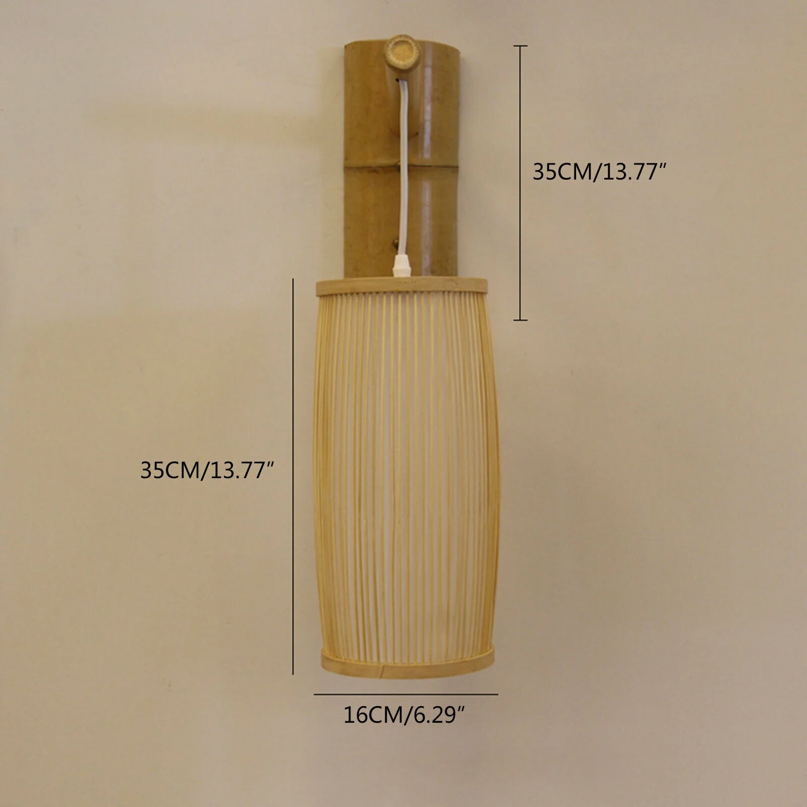 Bamboo Wicker Rattan Shade Wall Light Fixture Rustic Vintage Sconce Lamp Vintage Wall Lamp Bamboo Wicker Rattan Pendant Light Hanging Lantern Sconce Vintage Retro Bamboo Wall Lamp