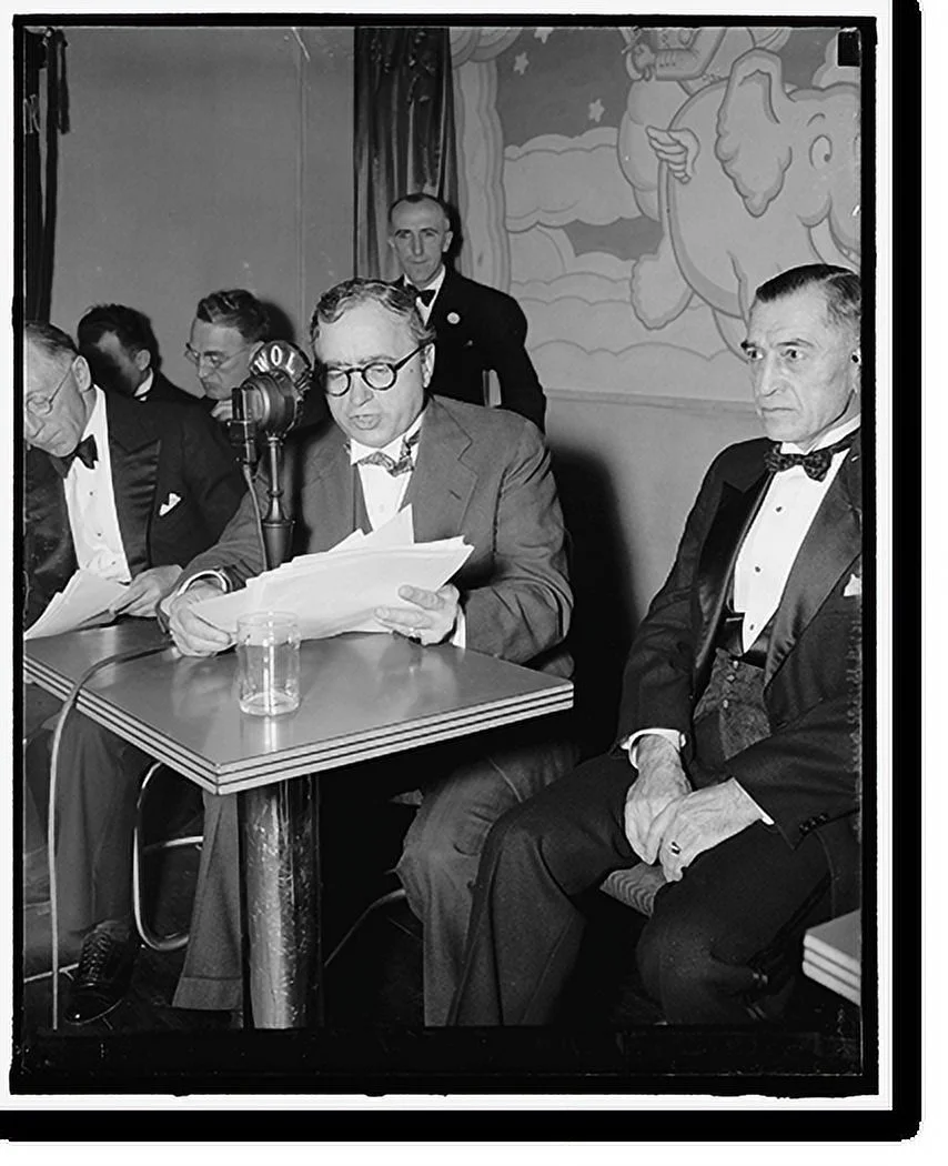 Historic Framed Print, Mathew Wall, National Chairman, Labor's Committee for Civilian Relief in China. Cavalcade of Labor broadcast for Chester Wright, 17-7/8