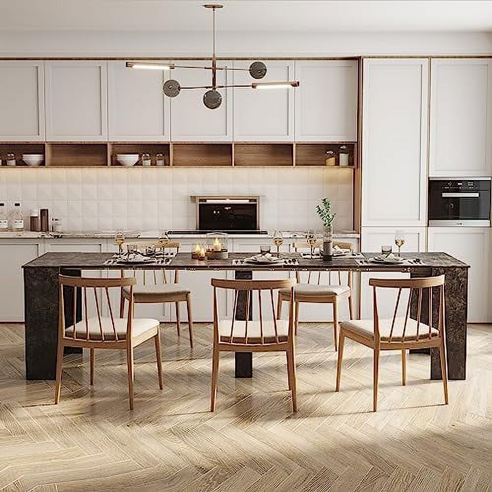 TJUNBOLIFE Dining Table Folding Dining Table for 6-12 Person 30.71 inches Coffee Table Extendable 118.50inch Console Table Space Saving Dinette for Dining Room  Brown