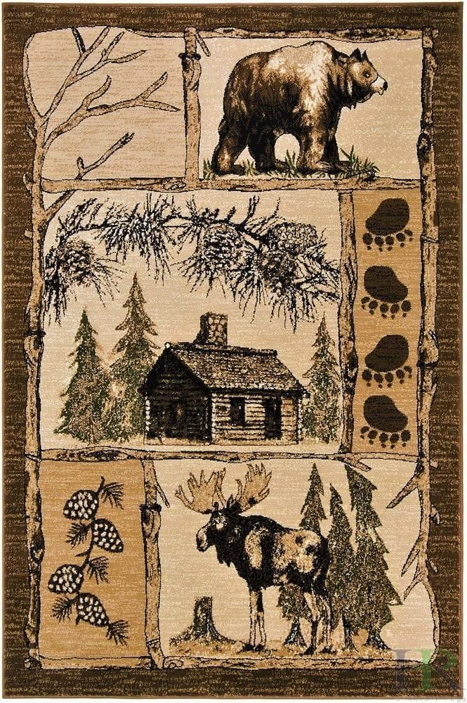 Lodge Cabin Area Rugs 8x10 Rustic Cabin Novelty Rugs for Living Room Cabin Dcor Rugs Moose and Lodge Theme Rug Brown Carpet Luxury Home Dcor