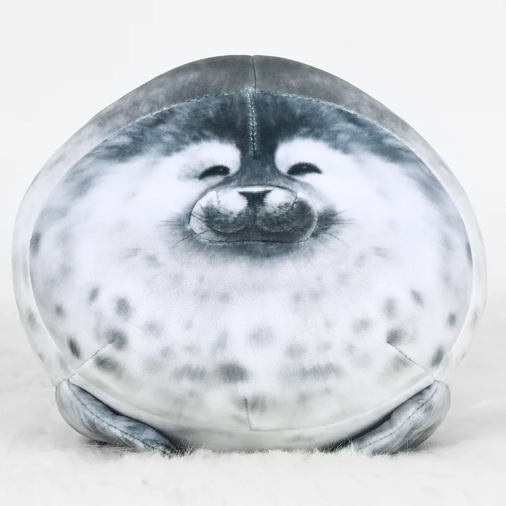 Cute Seal Pillow - Gray Chubby Blob Seal Pillow - Soft Plush Pillow Stuffed Cotton Animal Plush Toy Gifts - 11.8 inch