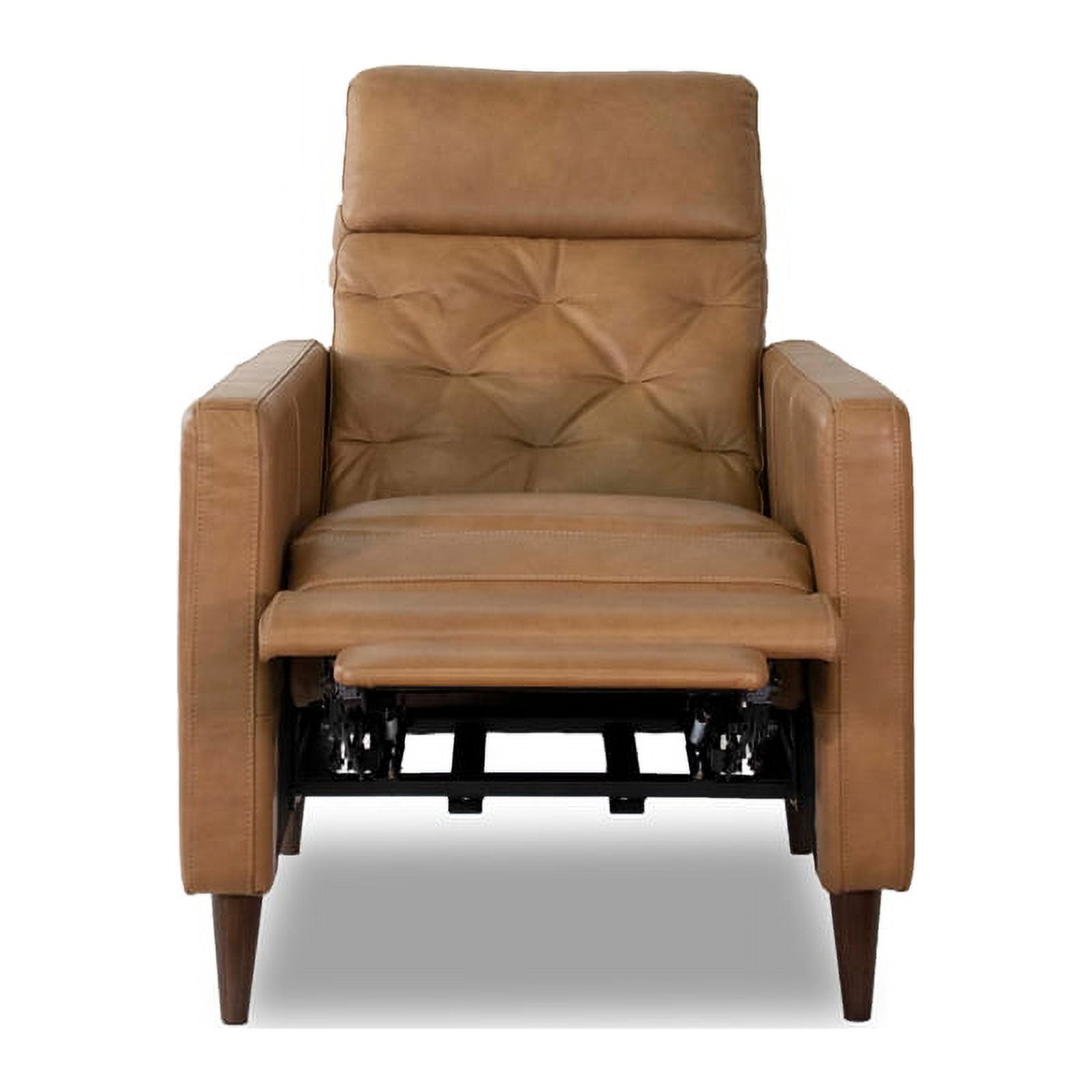 Allora Mid-Century Modern Tight Back Genuine Leather Recliner Chair in Tan