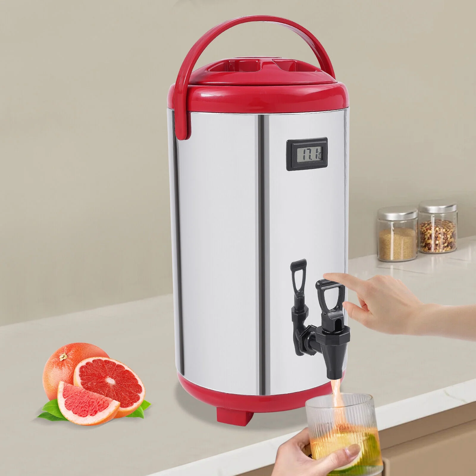 12L Insulated Beverage Dispenser Hot &Cold Thermal Drink Dispenser 201 Stainless