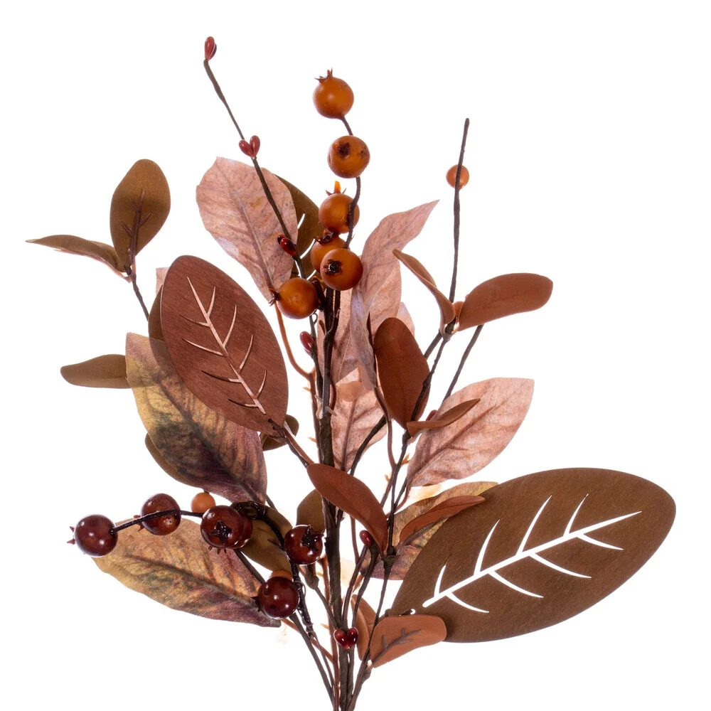 5' Lt Brown Fall Berry/Wood Leaf Garland