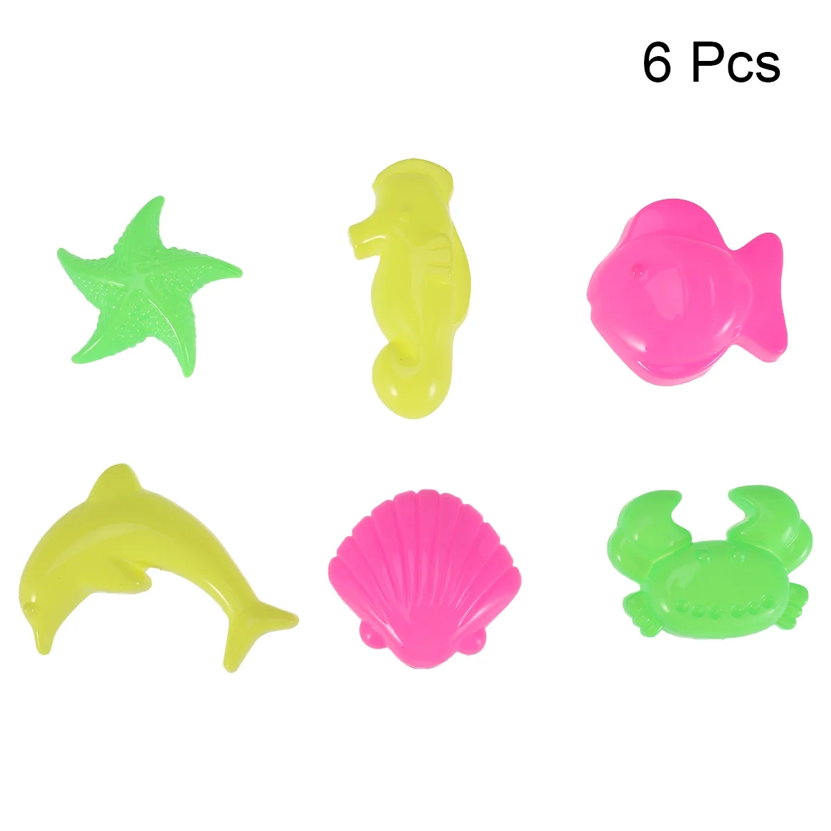6pcs Play Sand Molds Beach Sand Toys Set Sand Tray Toys Sand Molds Set for Kids(Medium/Ocean/Random Color)