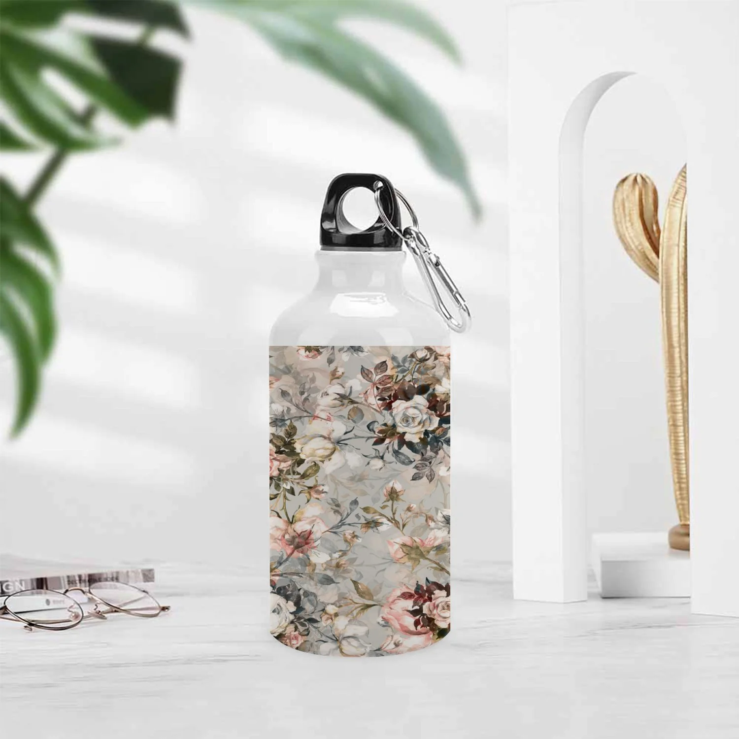 SKYSONIC 400ml Sport Aluminum Water Bottle,Bouquet of Roses,Sport Multipack Leak Proof Easy Carry Travel Bottle with Twist Cap for Gym Hiking Camping Running Bike Outdoor