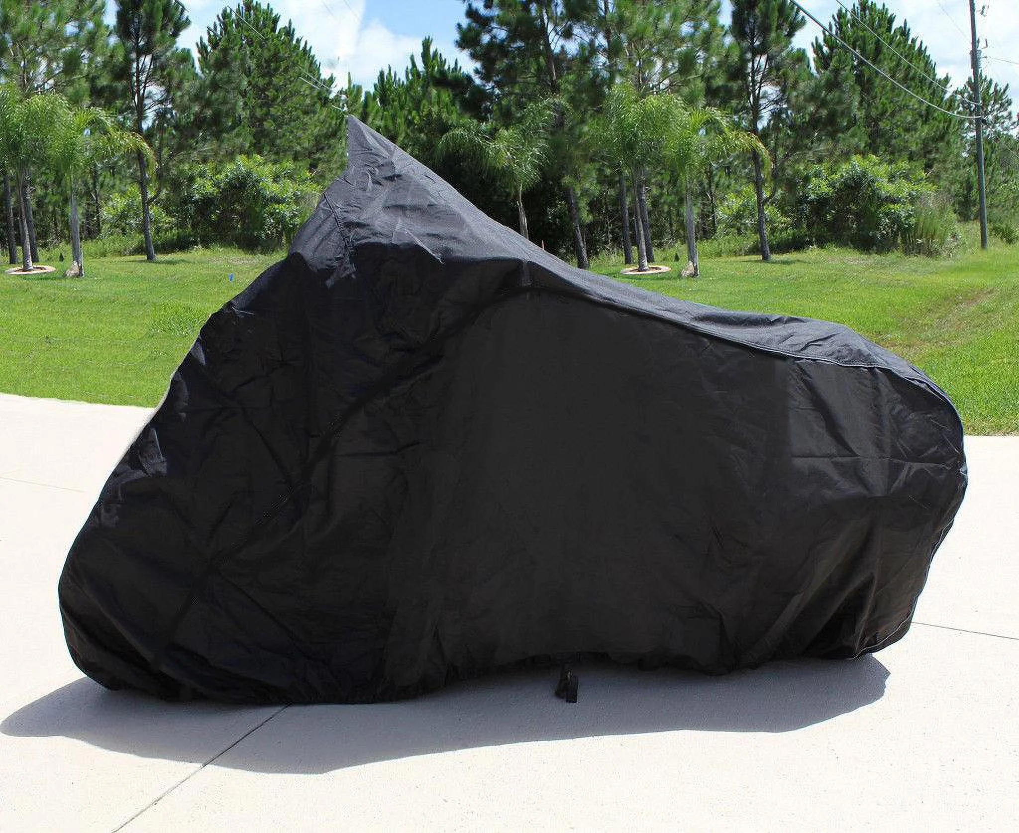 SUPER HEAVY-DUTY BIKE MOTORCYCLE COVER Compatible for Triumph TIGER, SPORT STYLE. STRONG UV PROTECTIVE CHOPPER BIKE TARP. Breathable and Portable Vehicle Protection