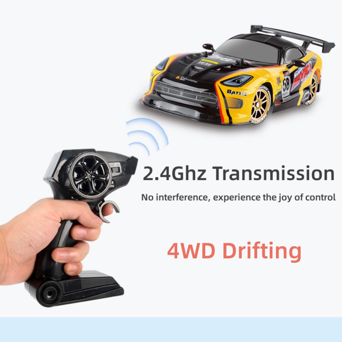1/16 Remote Control Drift Car 4WD Racing Drifting Car for Adults Boys Kids Gifts Toys with 2 Batteries,Yellow