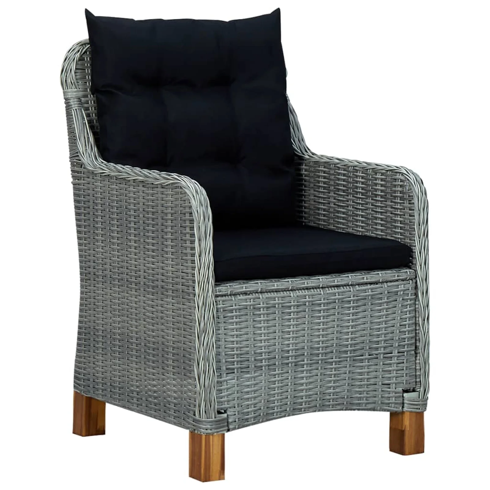 Patio Chairs with Cushions 2 pcs Poly Rattan Gray