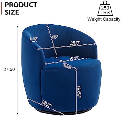 KBANZIBIU GNXIUU Swivel Barrel Chair  Velvet Round Accent Arm Chair for Living Room  Modern Upholstered Club  Degree Swivel Single Sofa Chair Comfy Corner Chair for Nursery Bedroom(Chocol