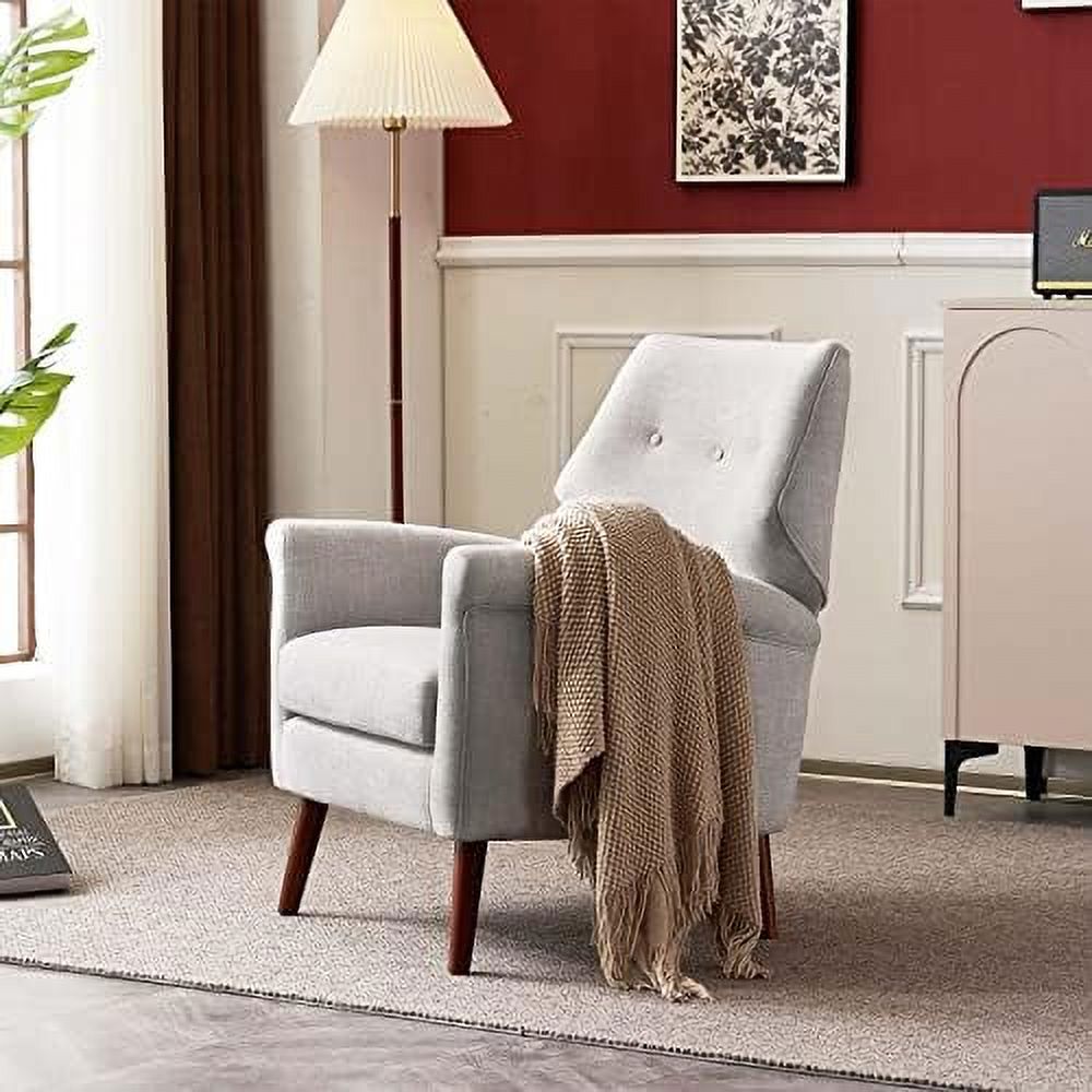 TJUNBOLIFE Mid-Century Modern Accent Chair Comfy Upholstered Fabric Armchair with Wood Legs Reading Chair for Living Room Bedroom Clearance (Chenille-Black&White)
