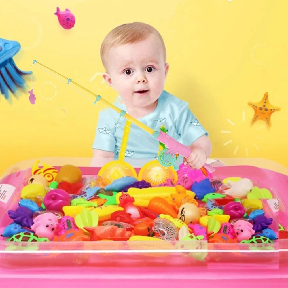 ZTOO 22Pcs Game Toy Model Educational Baby Fish Fishing Rod Magnetic Kids Magnetic Fishing Rod Baby Toy Fish Kids Educational Model