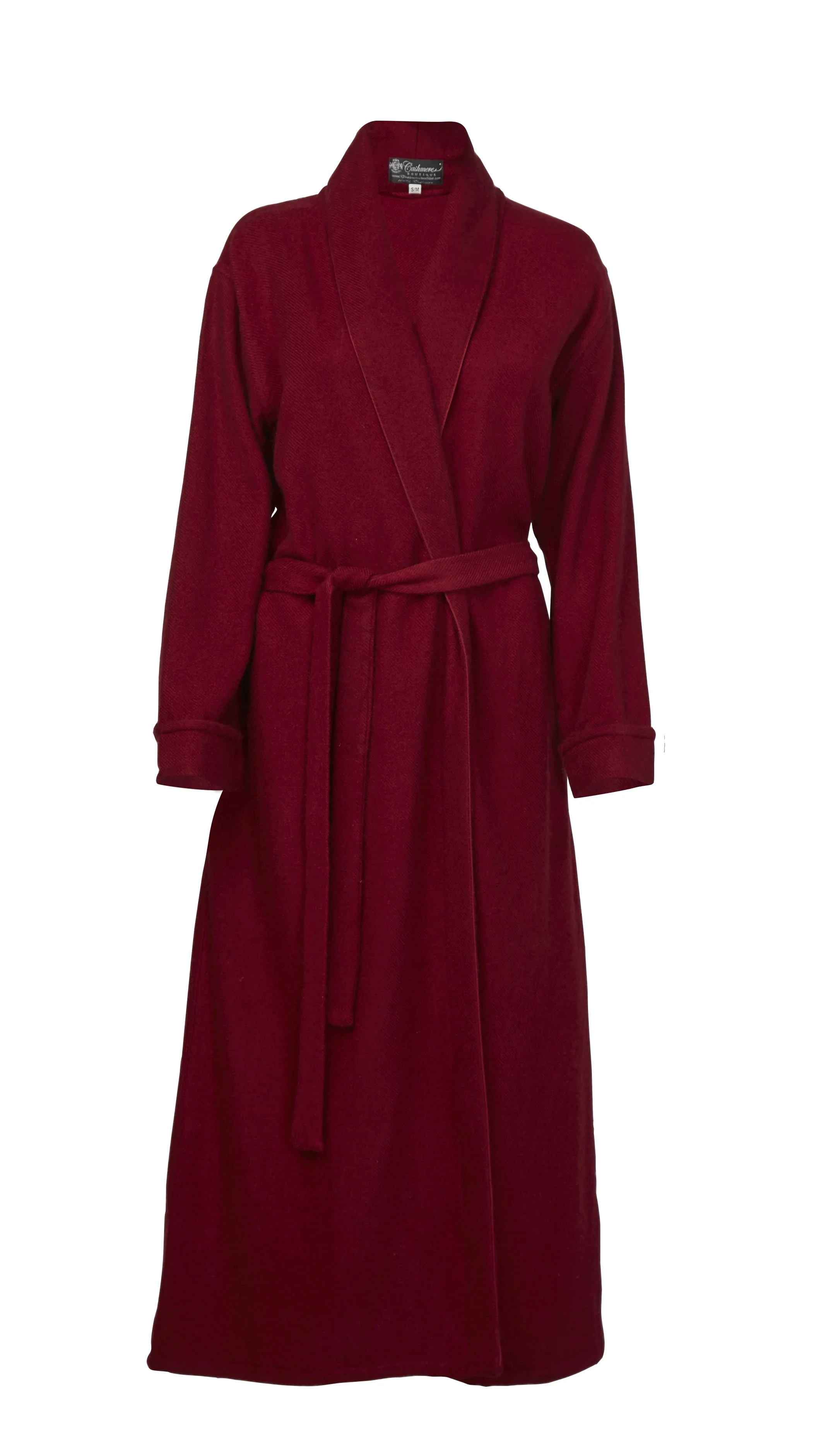Cashmere Boutique: 100% Pure Cashmere Robe for Women (Color: Burgundy, Size: Large/Extra Large)