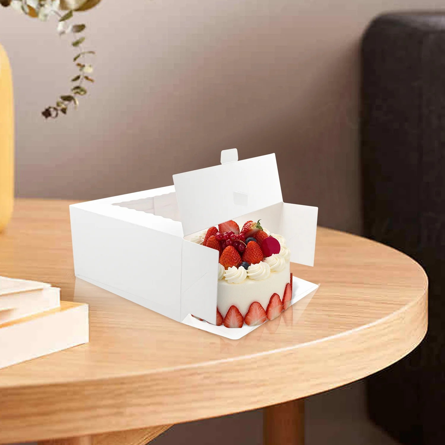 TINANA Cake Box with Window 24 PCS, 10x10x5 Inches White Bakery Boxes for Cake, Pastries, Pie, Chocolates, Cookies, for Birthday Party, Wedding, Valentine's Day