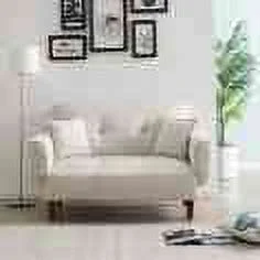 BSHTI 31.1'' Upholstered Sofa Bed Sleeper, Modern Futon Sofa Bed with 2 Pillows，Sleeper Sofa for Living Room, Bedroom, Apartment, Dorm(Beige)